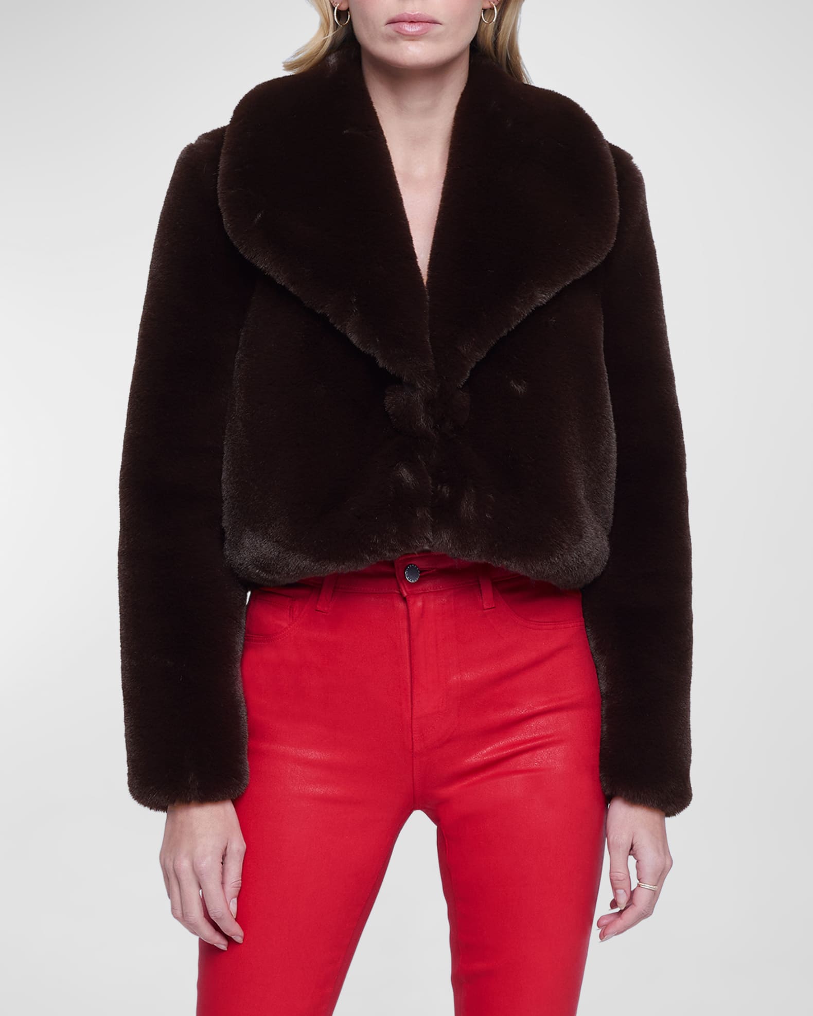 Womens cropped new arrivals faux fur jacket