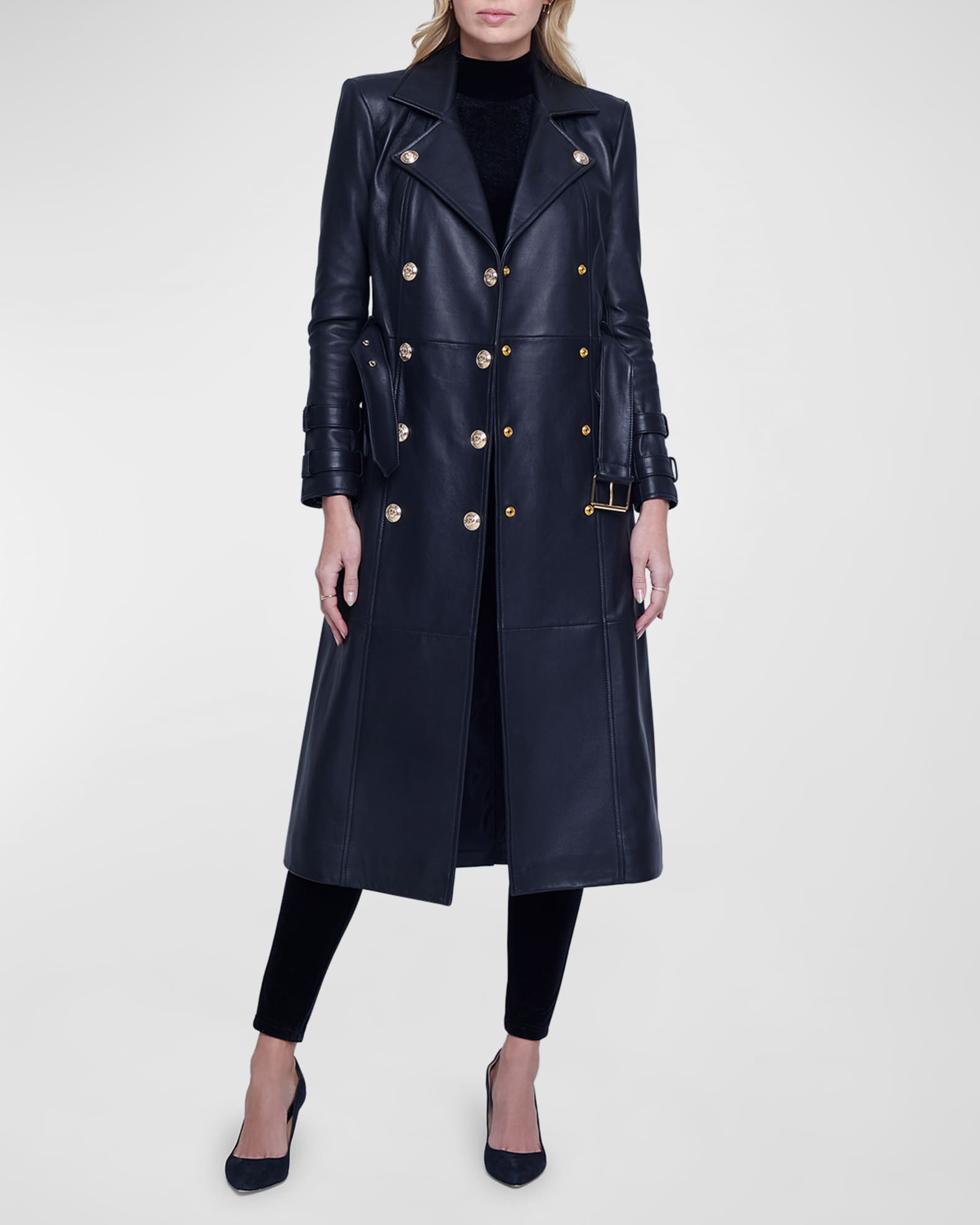 L'Agence Celina Leather Trench Coat | Neiman Marcus