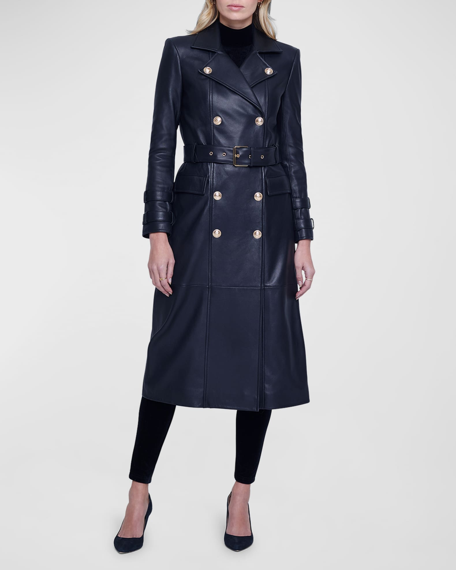 L'Agence Celina Leather Trench Coat | Neiman Marcus