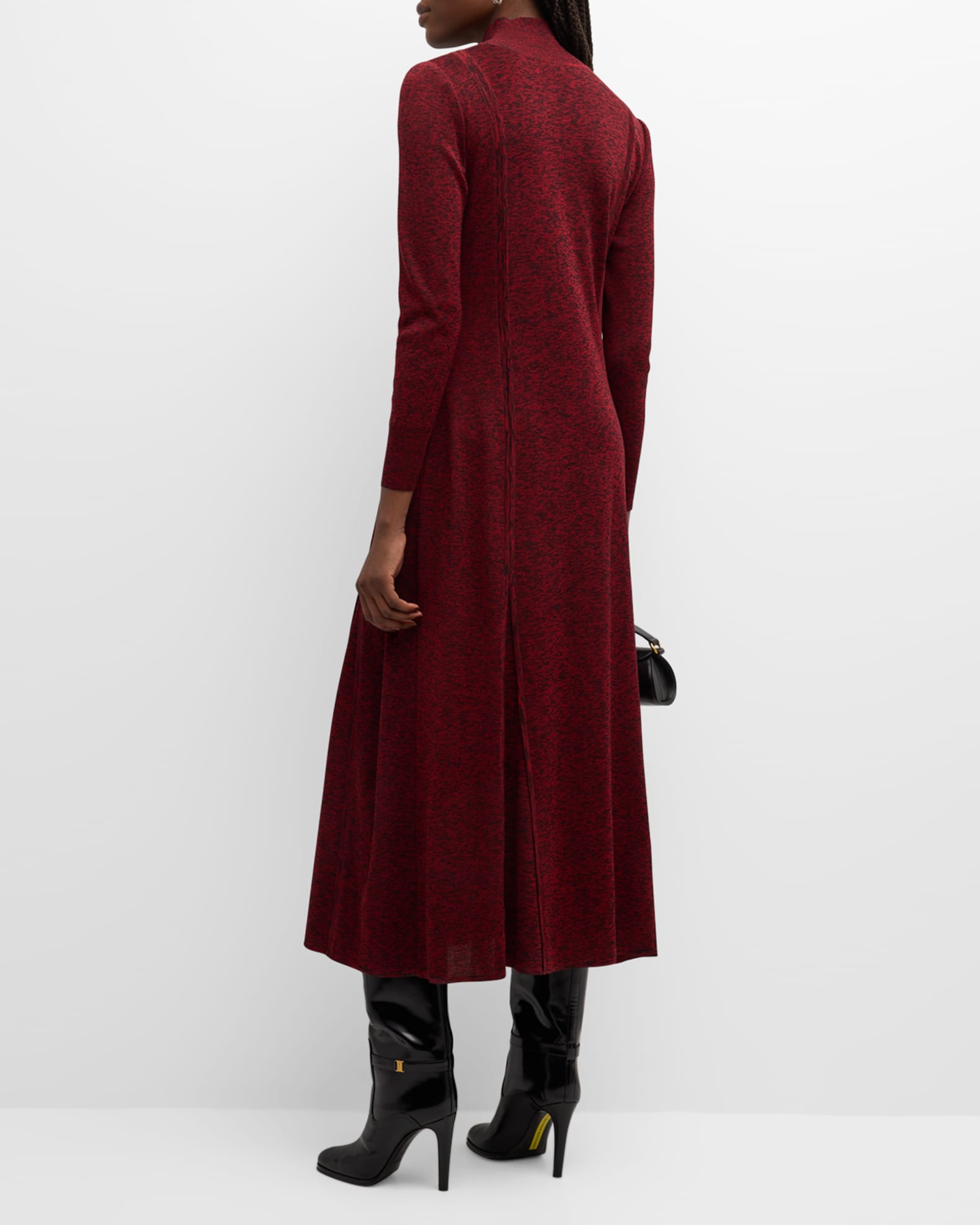 Misook Turtleneck Godet Knit Midi Dress | Neiman Marcus