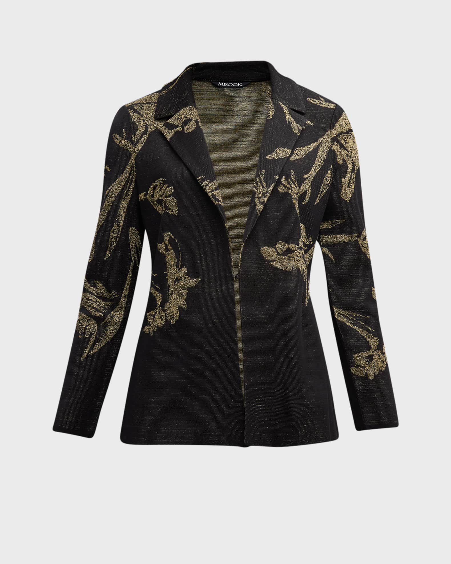 Misook Tailored Floral Jacquard Knit Jacket | Neiman Marcus
