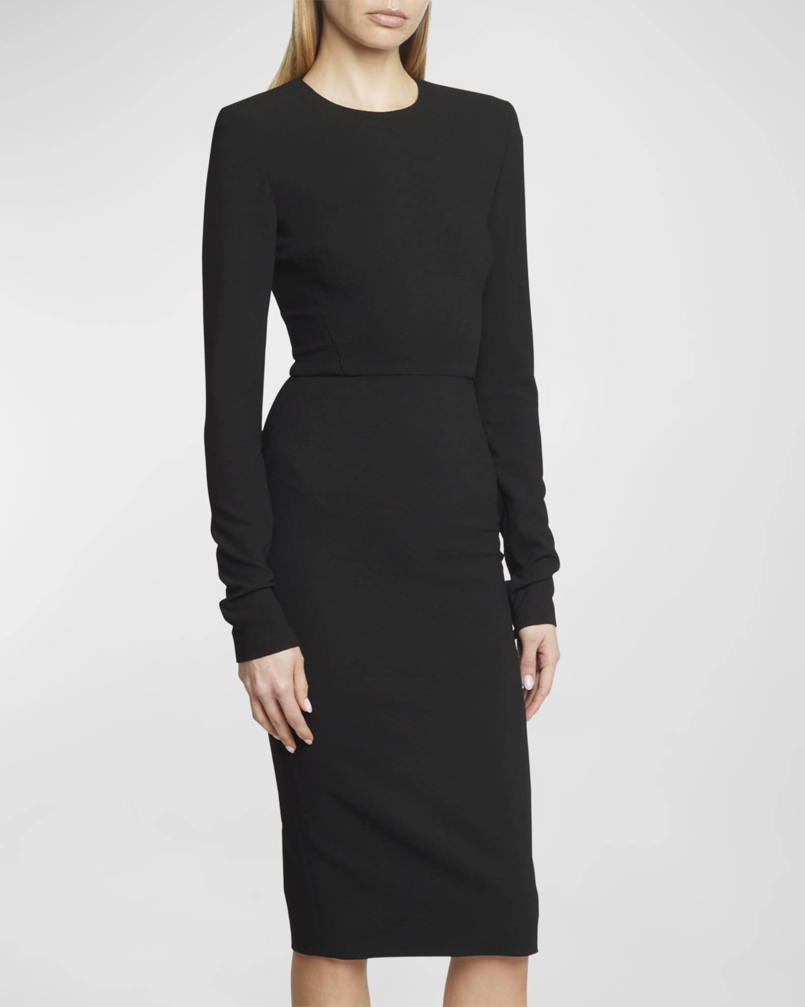 Victoria Beckham Long-Sleeve Fitted T-Shirt Dress | Neiman Marcus