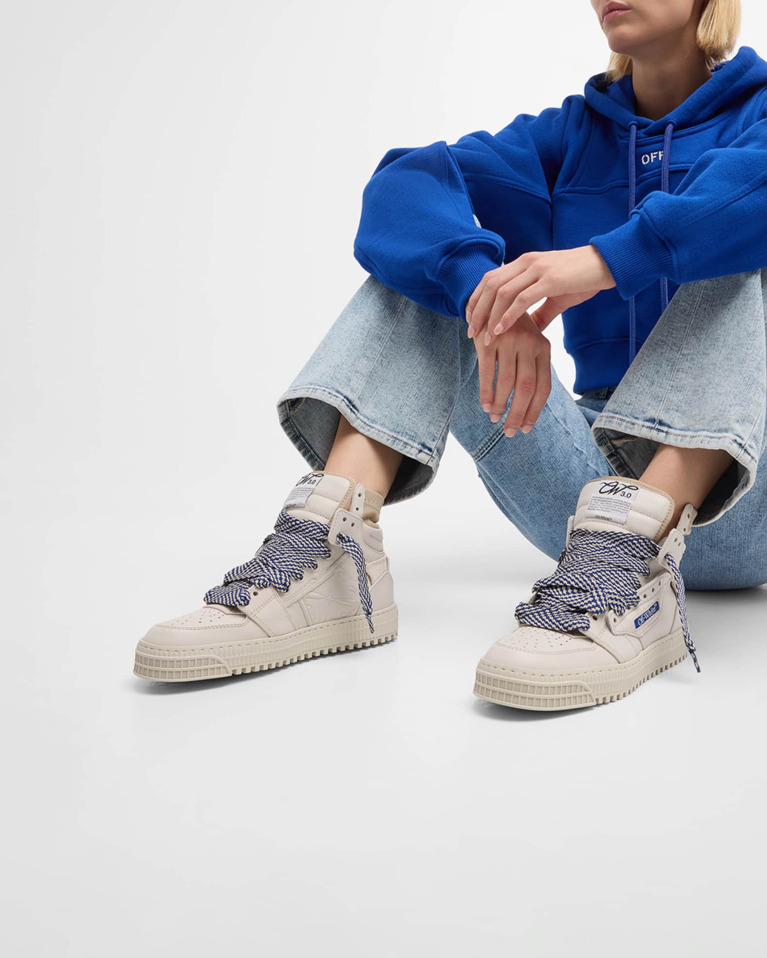 Off White 3.0 Off Court Leather High Top Sneakers Neiman Marcus