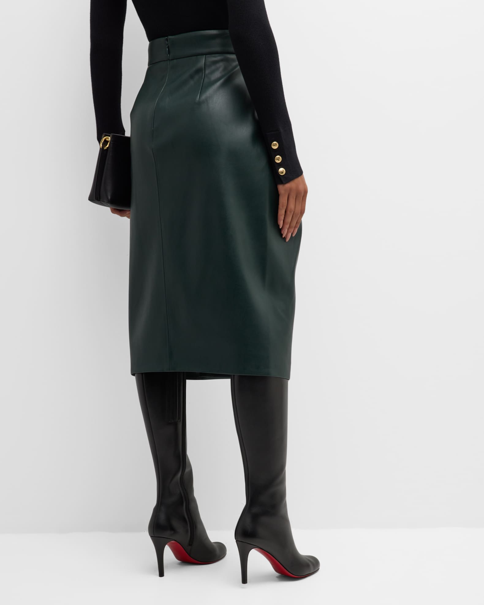 Elie Tahari The Vicki Vegan Leather Midi Skirt | Neiman Marcus
