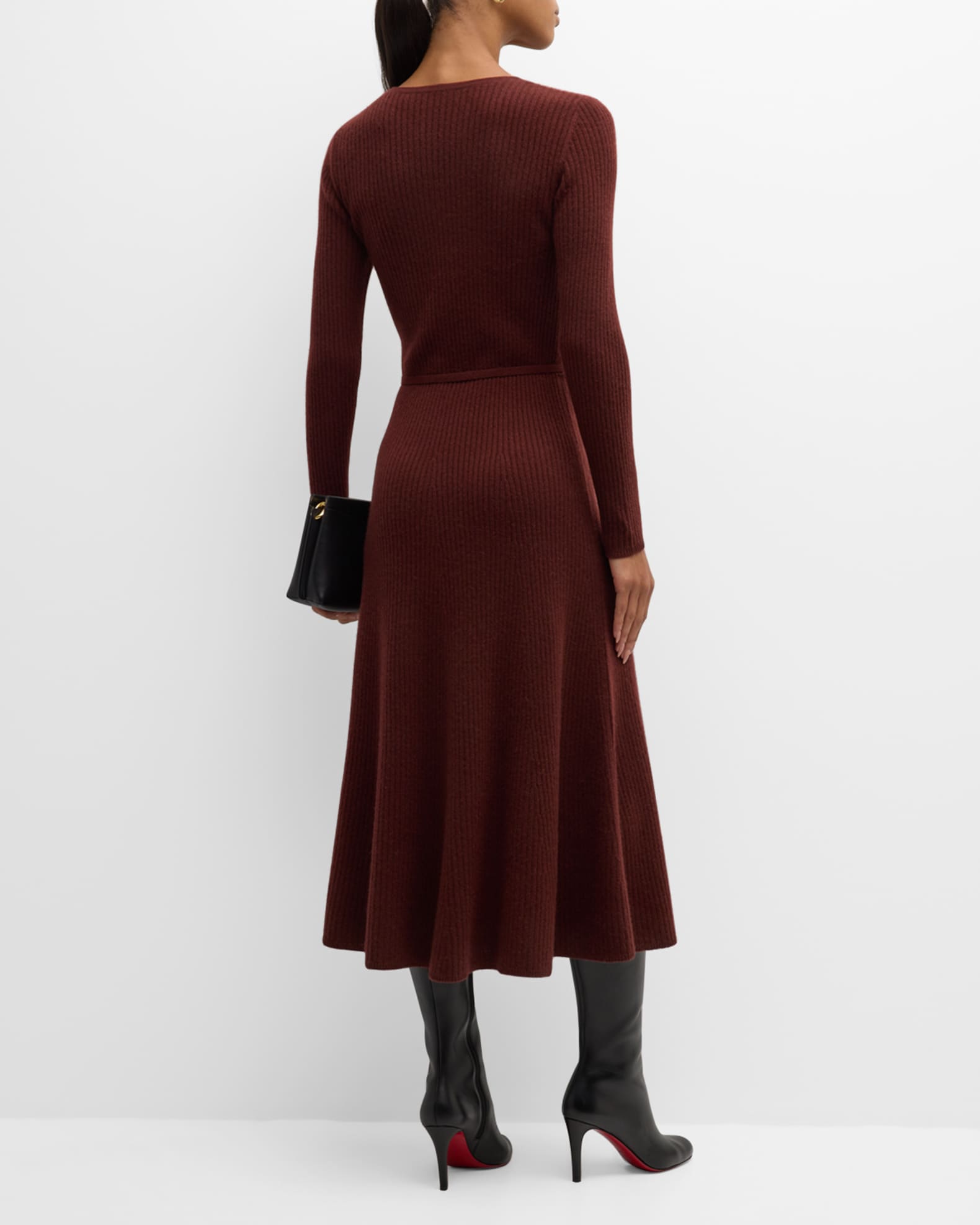 Elie Tahari The Leith Belted Cashmere Midi Sweater Dress | Neiman Marcus