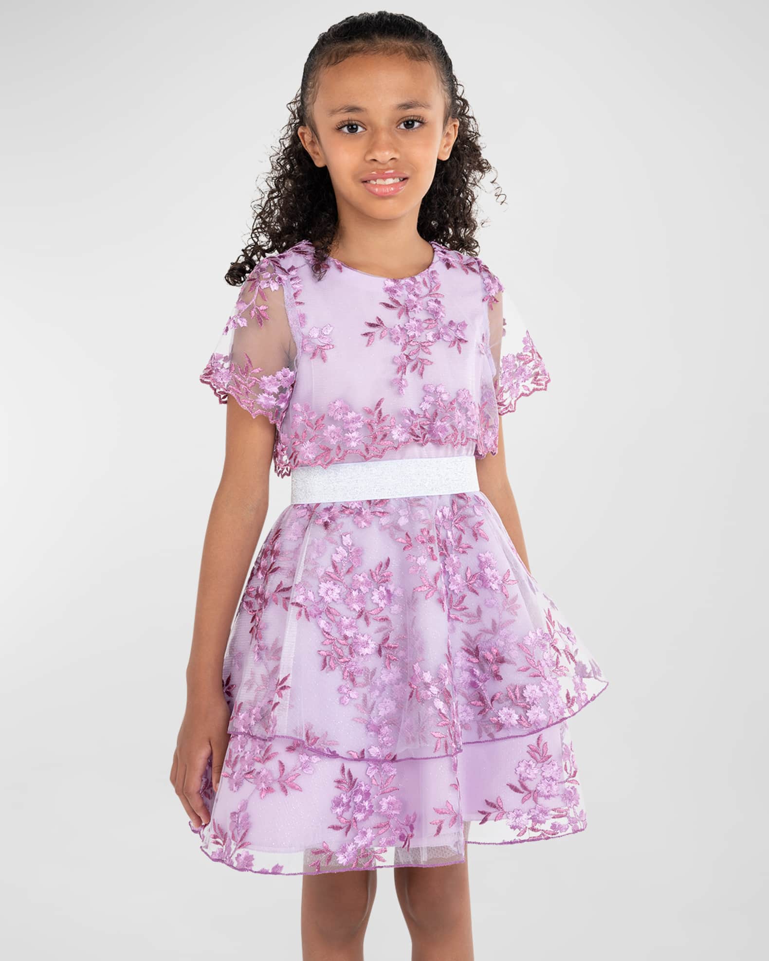 Zoe Girl's Lori Floral Embroidered Fly Away Dress, Size 7-16
