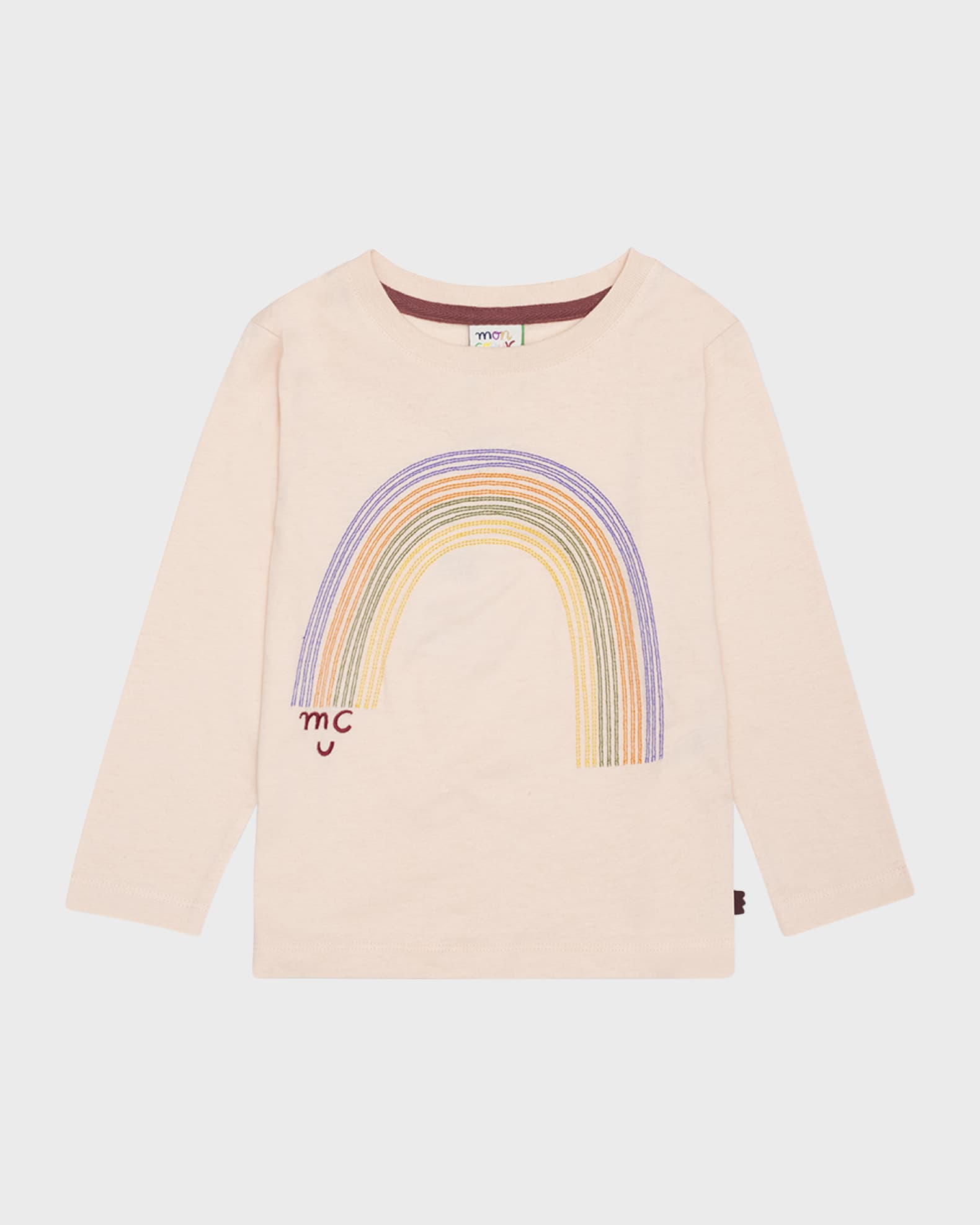 Girls puff sleeve rainbow printed t shirt with pinafore - Green main image 0
