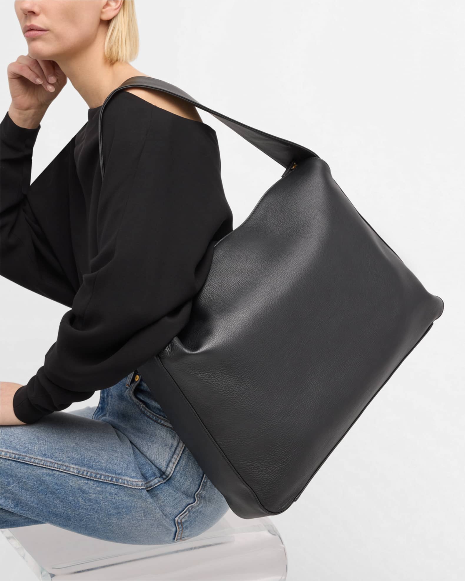 Khaite Elena Large Leather Shoulder Bag | Neiman Marcus