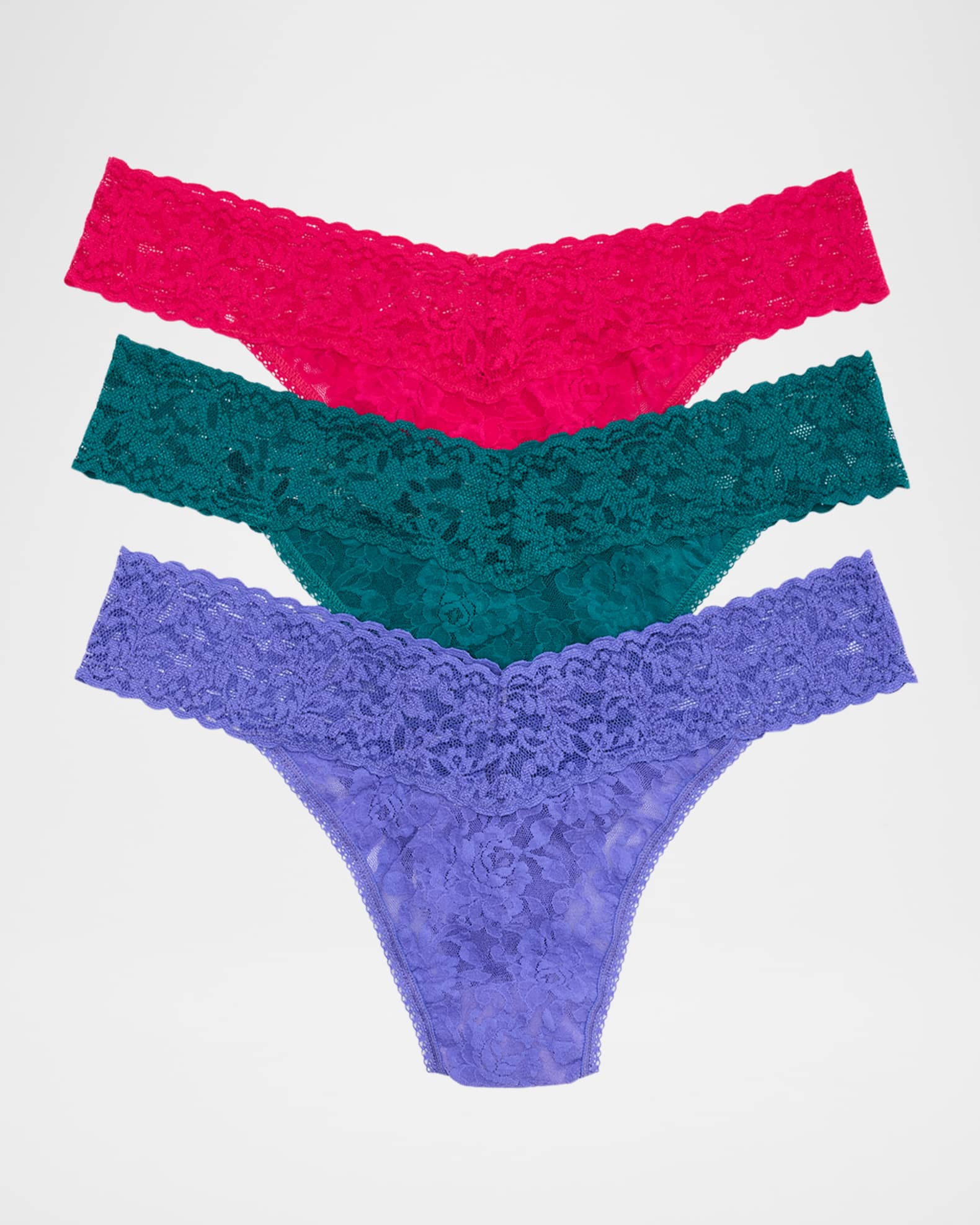 Three-Pack Original-Rise Signature Lace Thongs 0