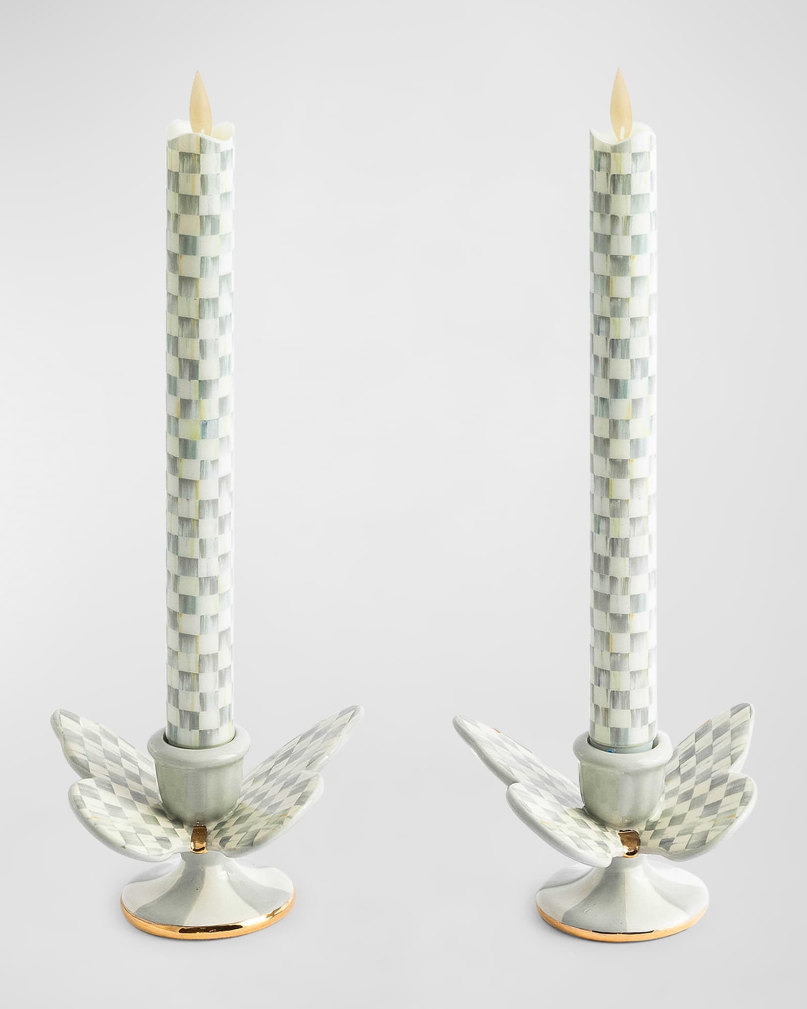 Sterling Check Butterfly Candle Holders, Set of 2 1