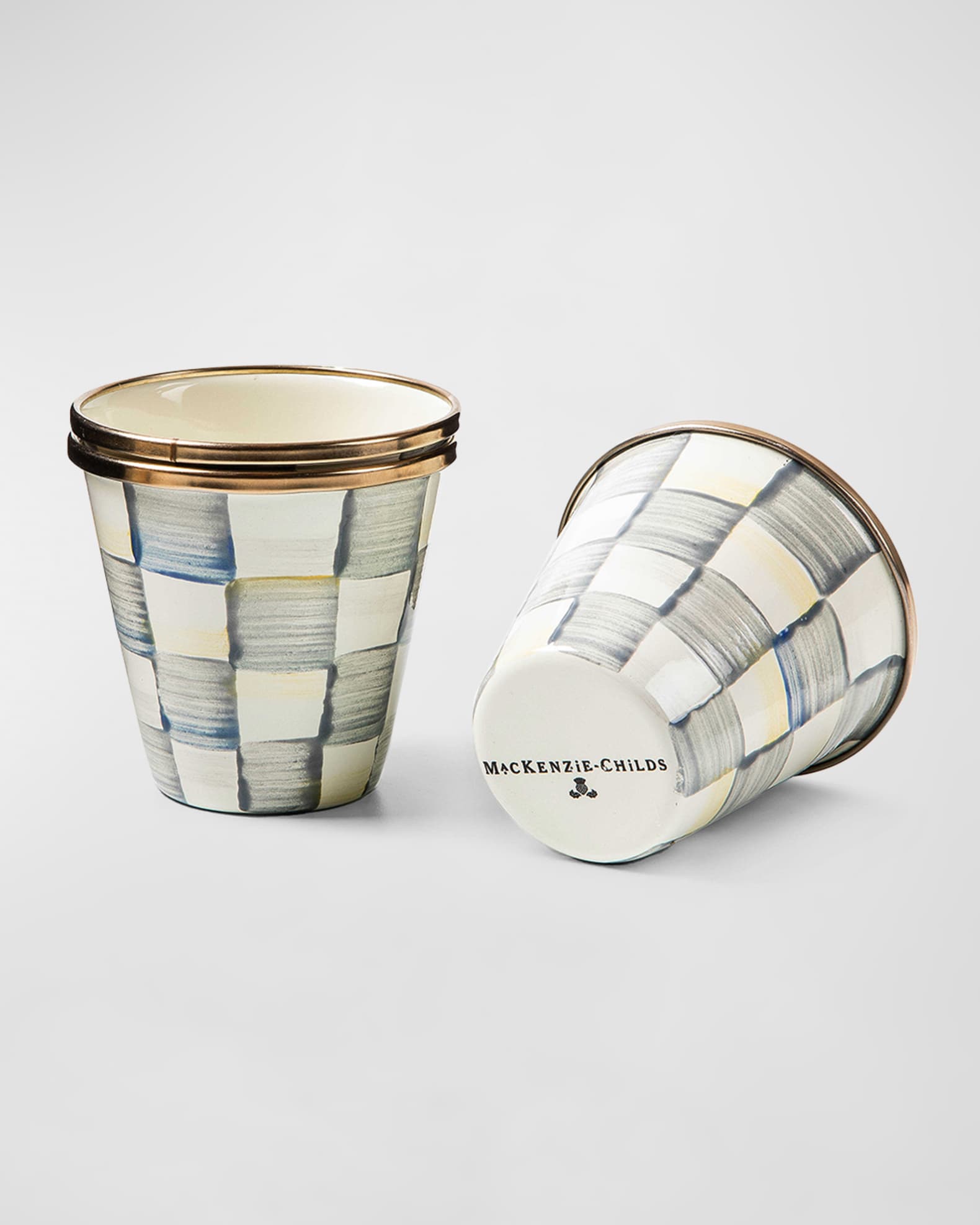 Sterling Check Enamel Herb Pots, Set of 3 1