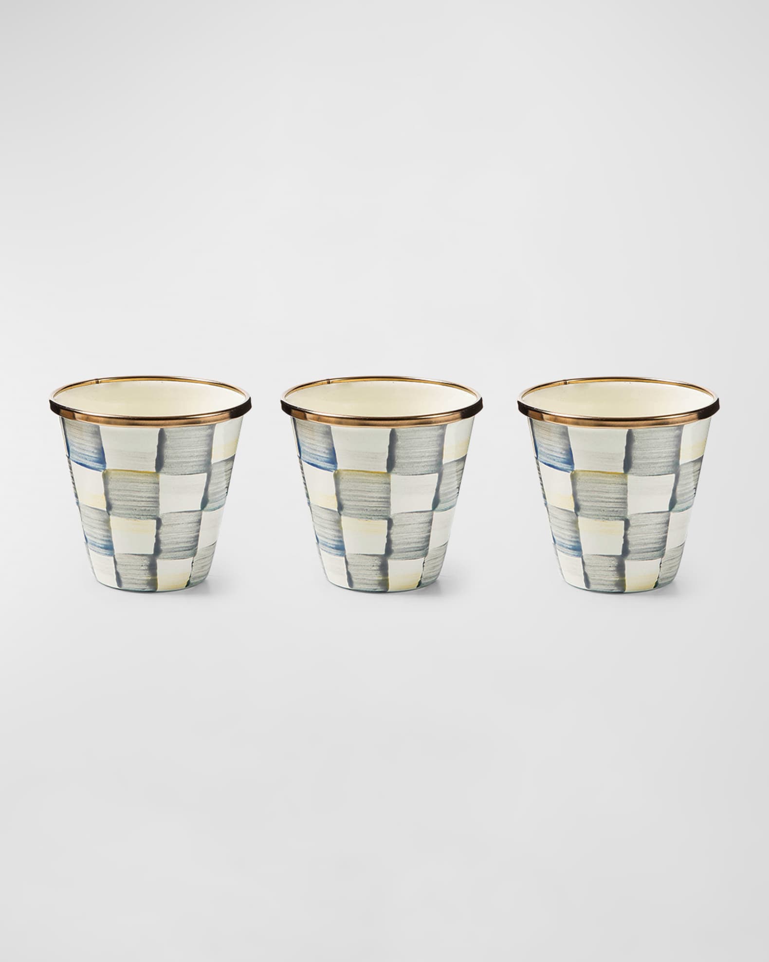 Sterling Check Enamel Herb Pots, Set of 3 0