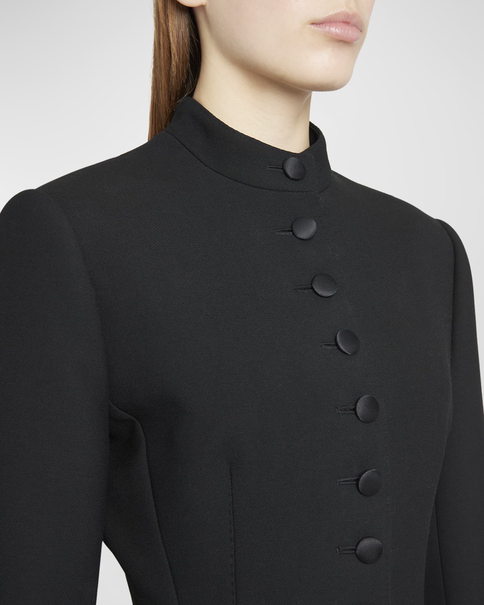 Dolce&Gabbana Peplum Wool Button-Front Top Coat | Neiman Marcus