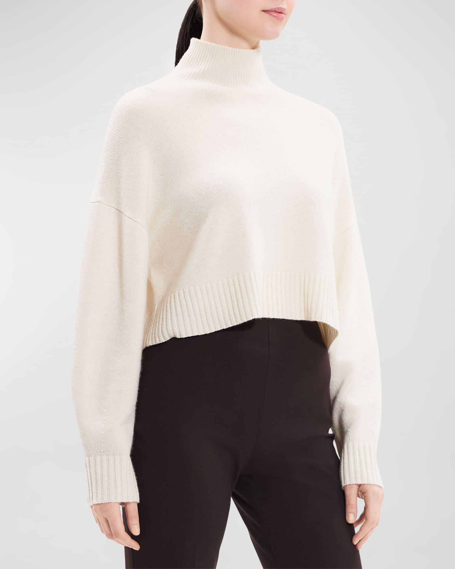 Theory Cropped Cashmere Pullover Sweater | Neiman Marcus