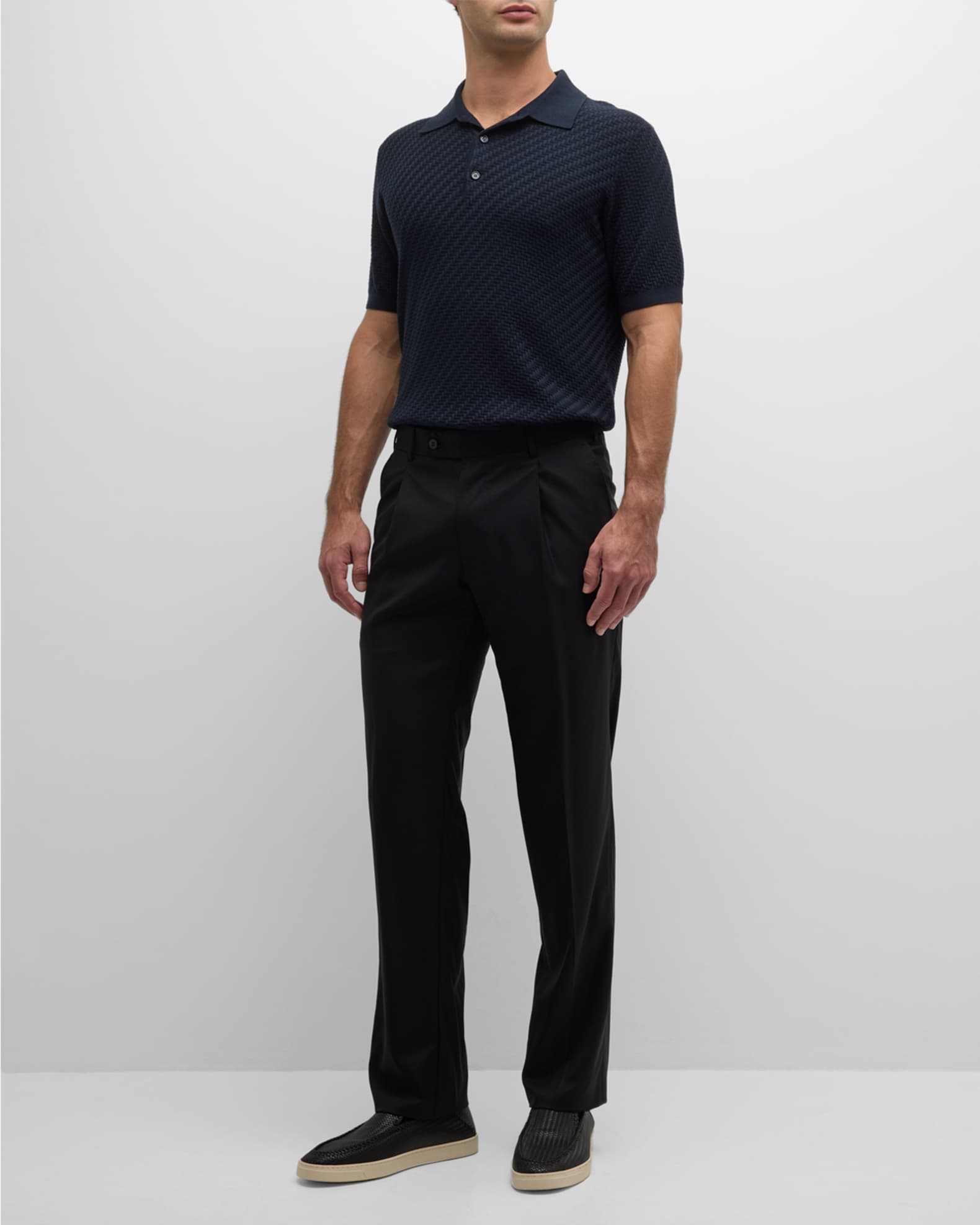 Men's Straight-Leg Pleated Trousers 1