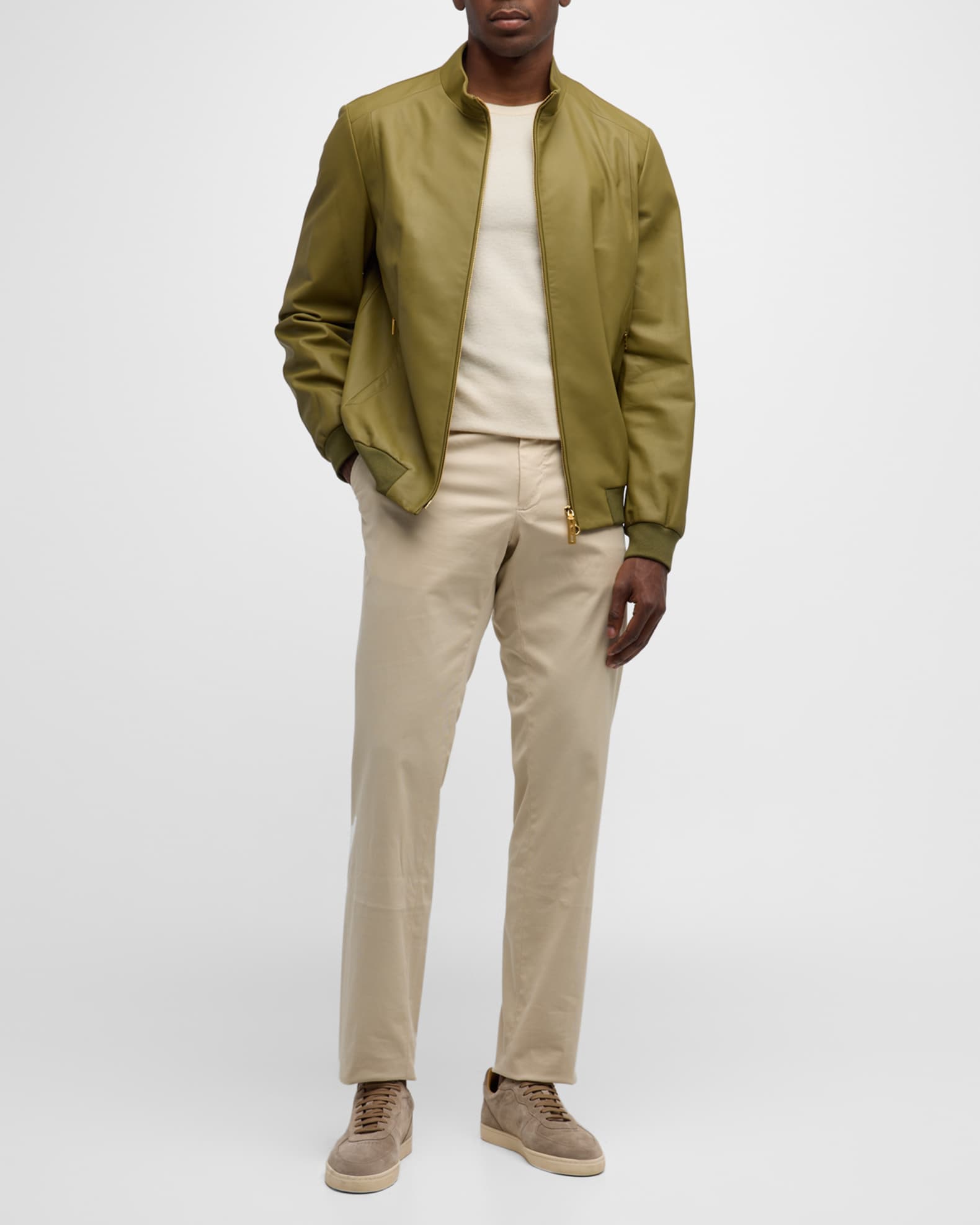 Men's Lamb Leather Bomber Jacket 1