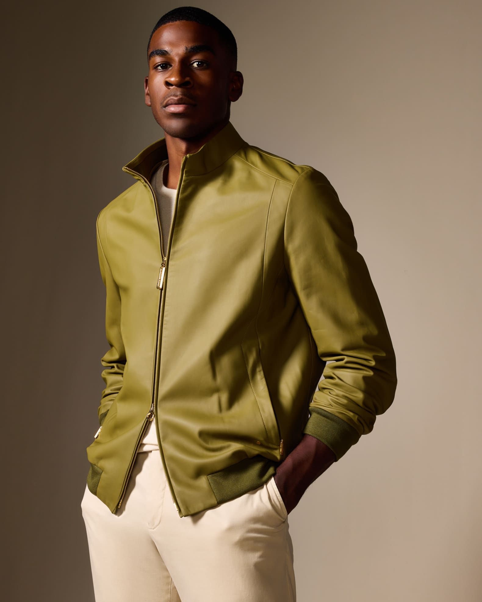 Men's lamb leather bomber jacket hotsell