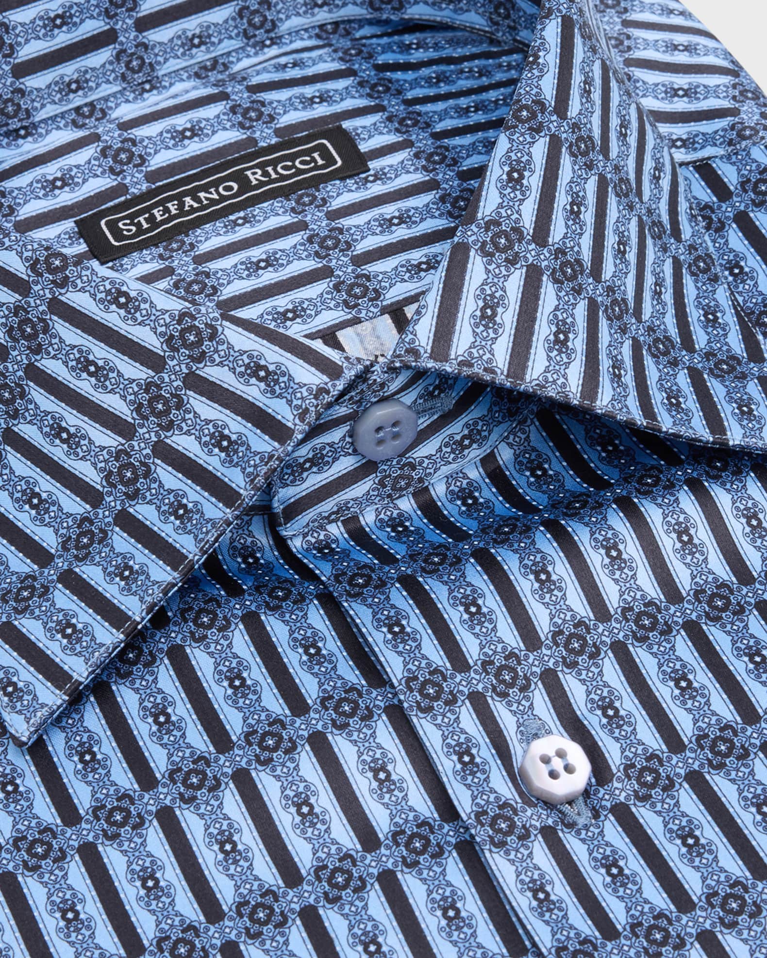 Men's Silk Geometric-Print Sport Shirt 1
