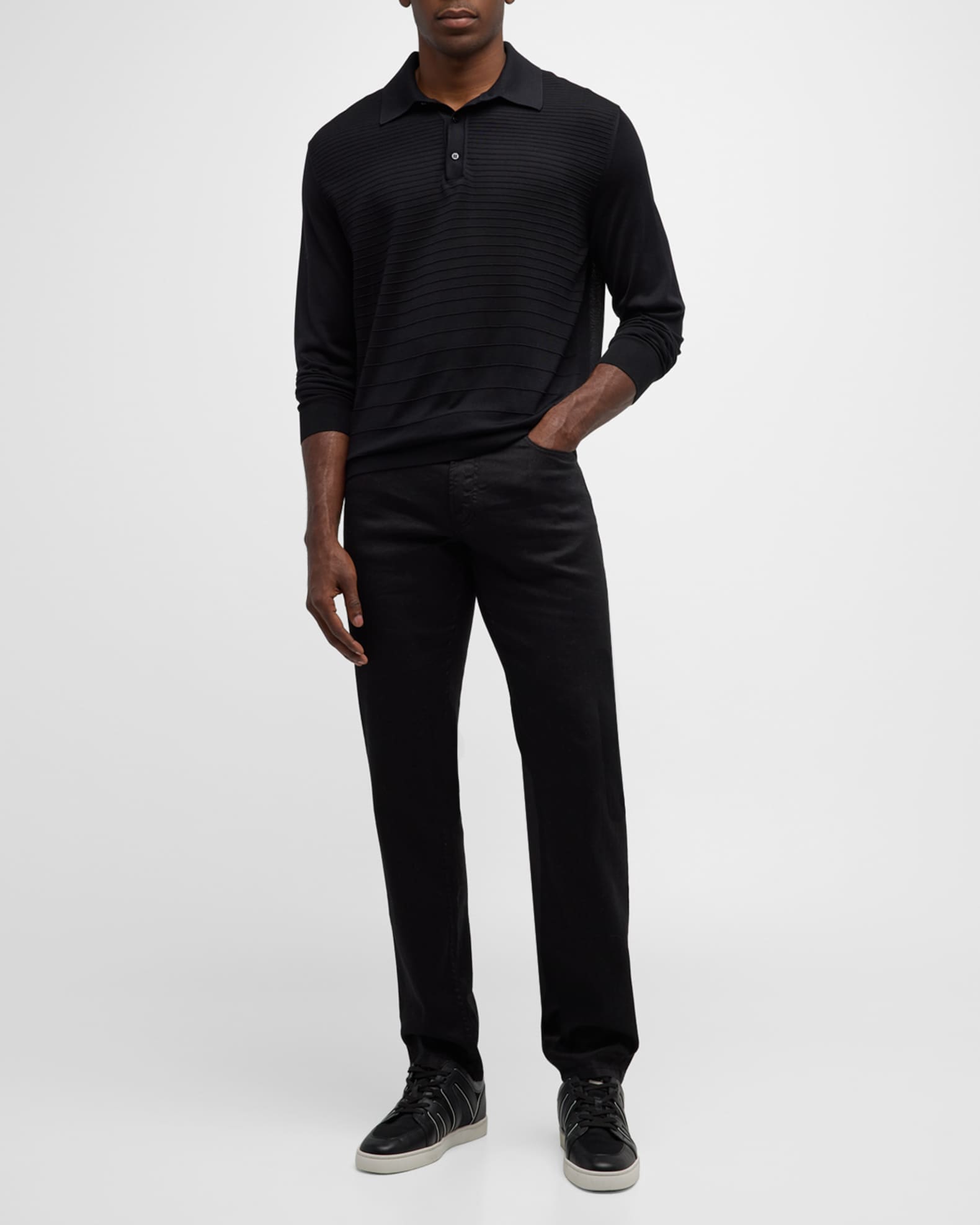 Men's Silk Ribbed Polo Shirt 1