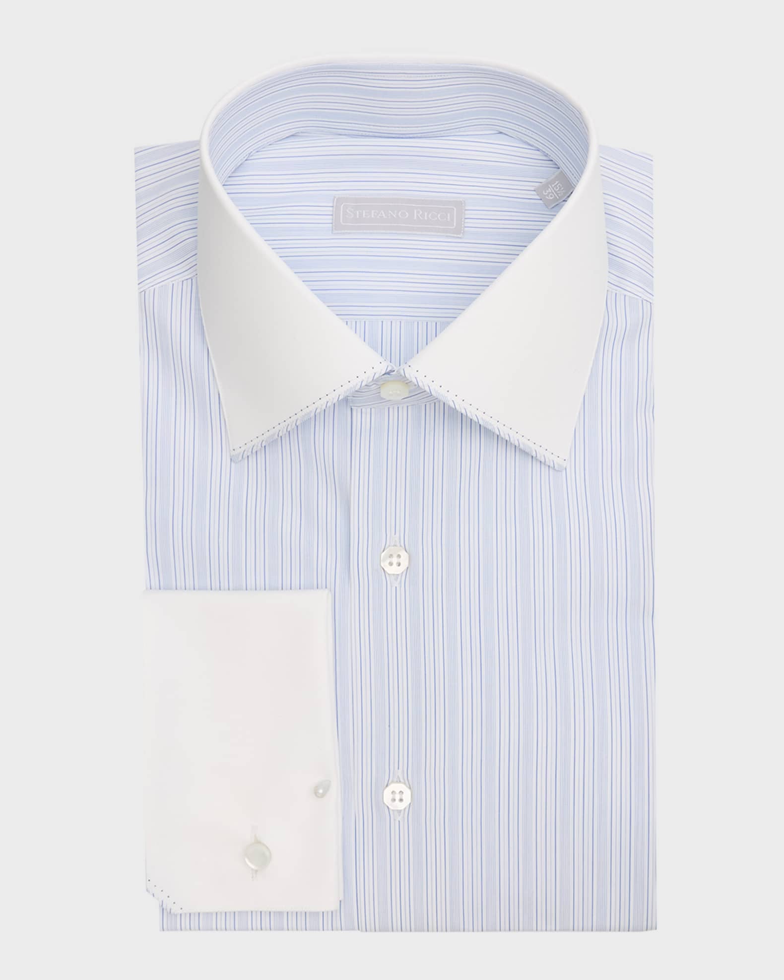 Men's Cotton French Cuff Multi-Stripe Dress Shirt 0
