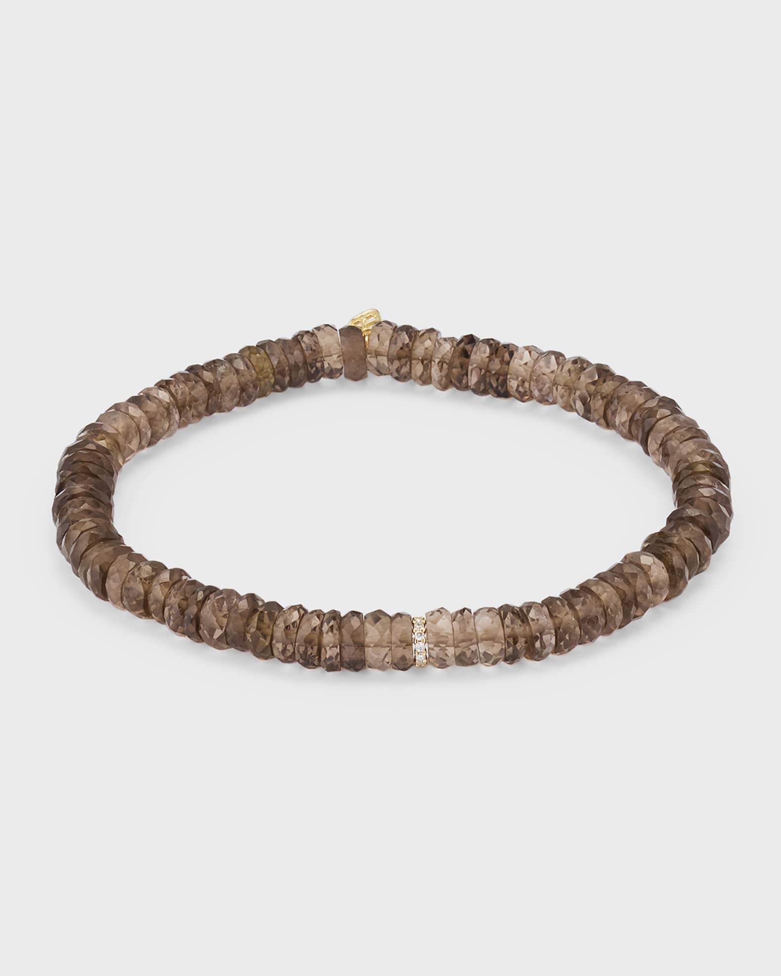 Diamond Rondelle & Faceted Smokey Topaz Bead Bracelet 0