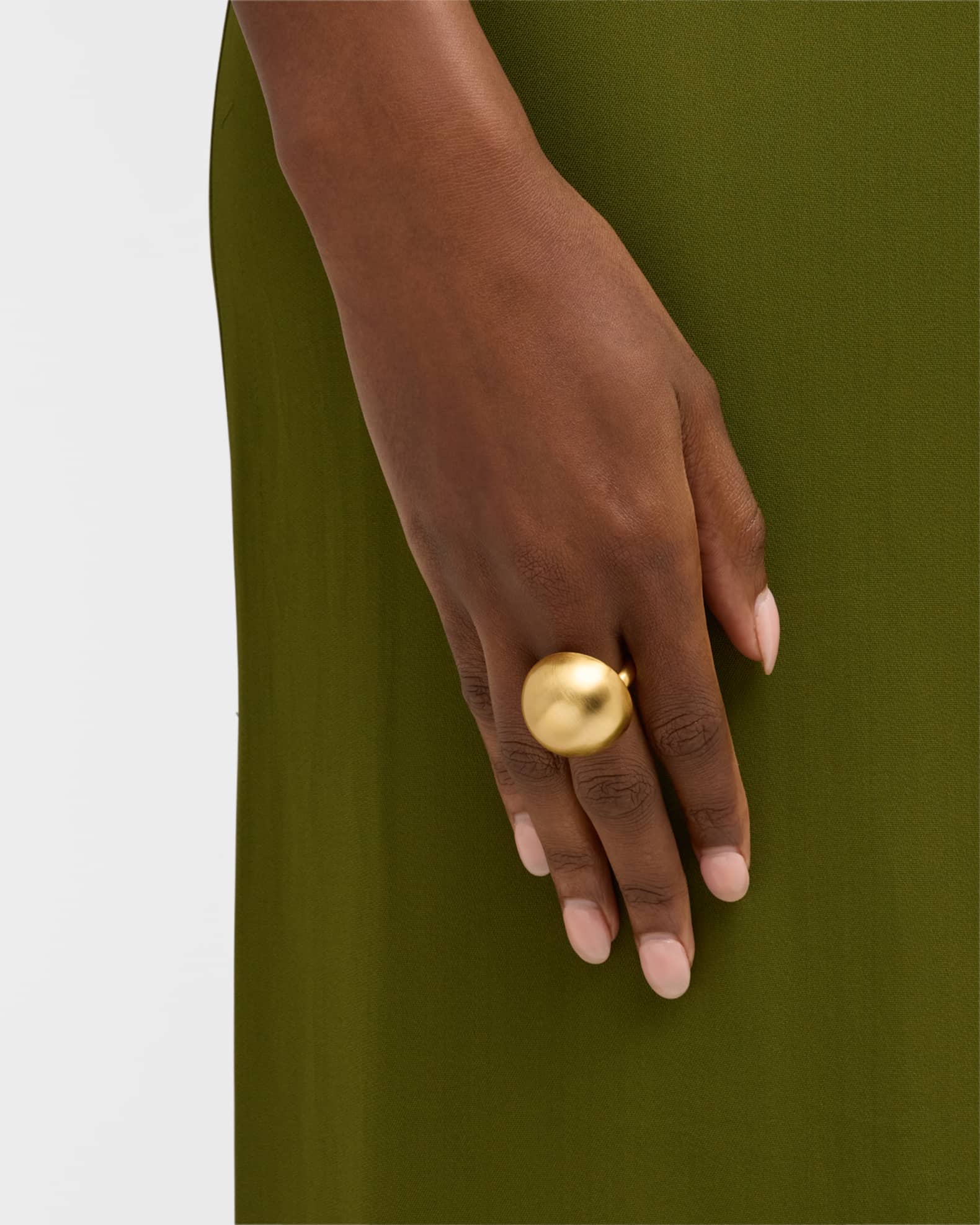 Brushed Gold-Plated Dome Adjustable Ring  1
