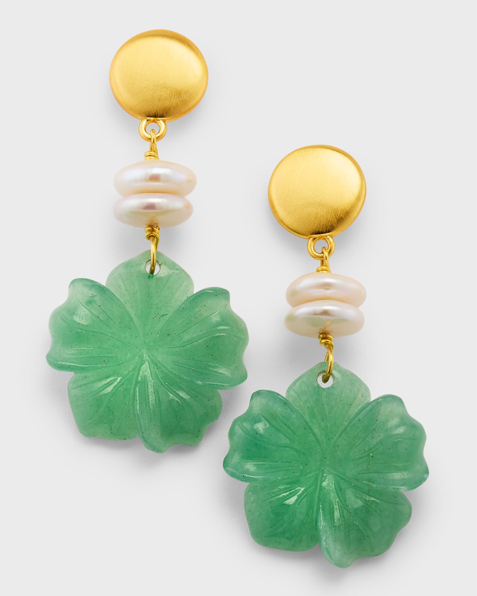 Jade Aventurine Flower Drop Earrings  0
