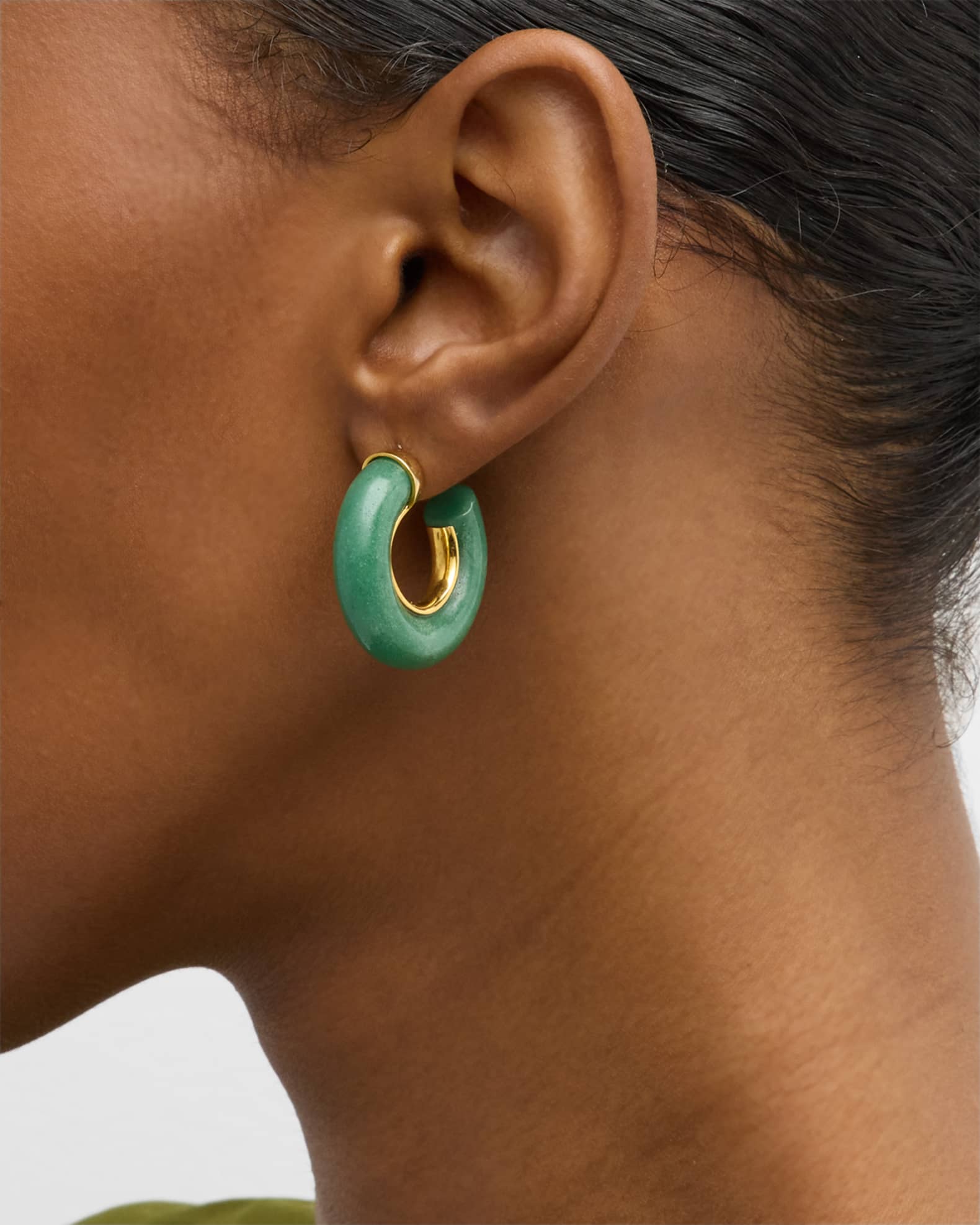 Jade Aventurine Chunky Hoop Earrings 1