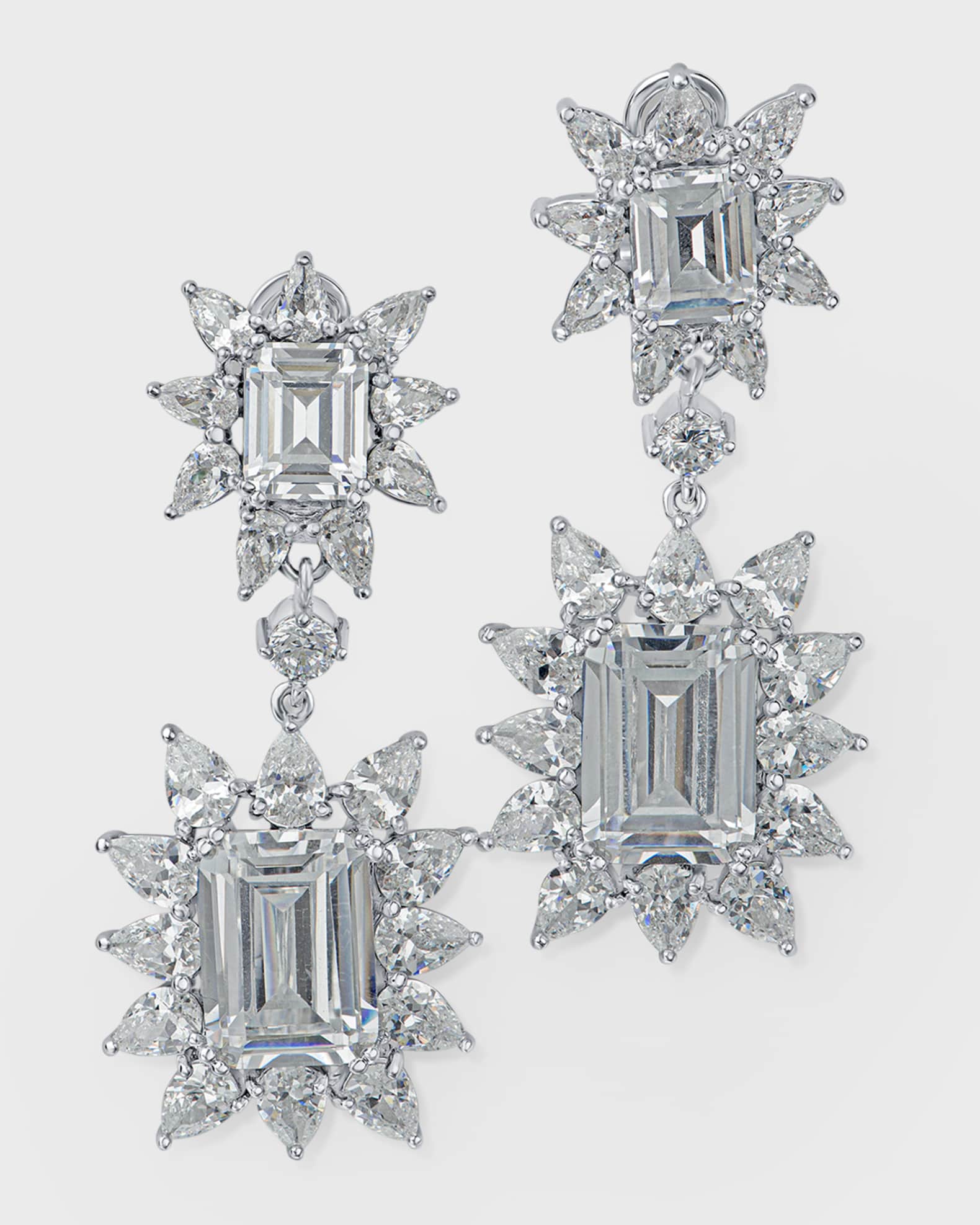 Mixed-Cut Cubic Zirconia Double Drop Earrings 0