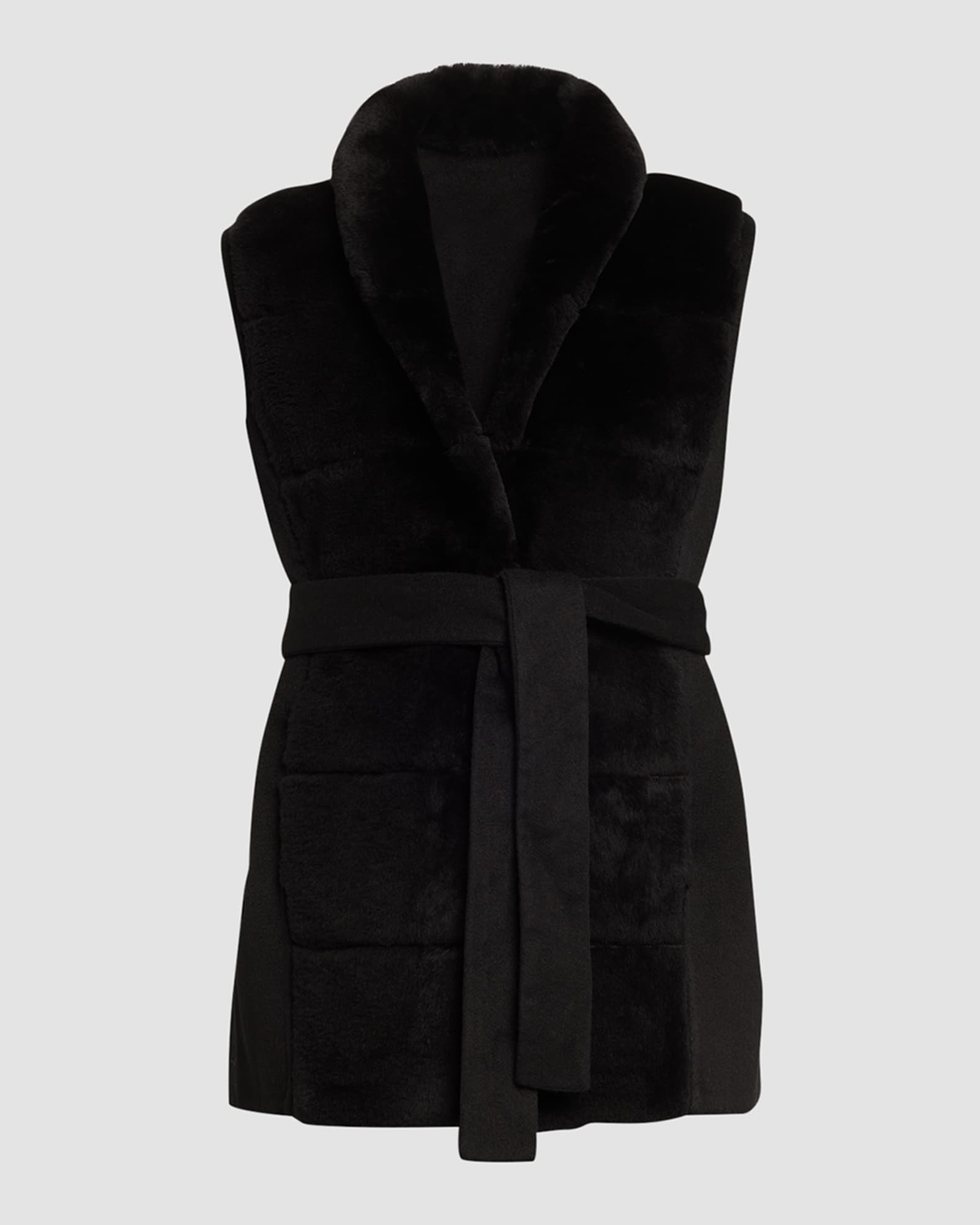 Reversible Shearling Vest with Belt 1