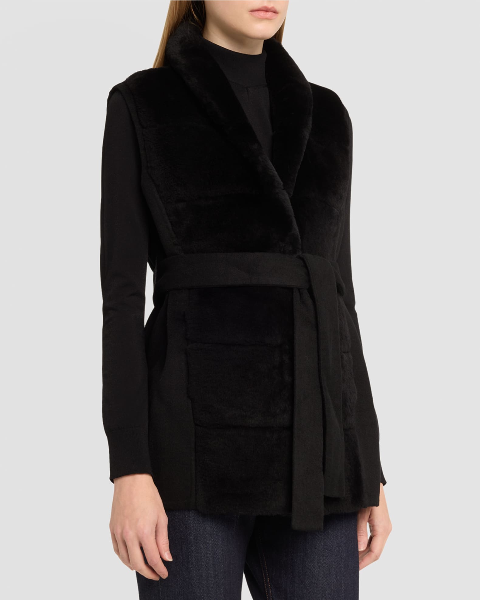 Reversible Shearling Vest with Belt 0