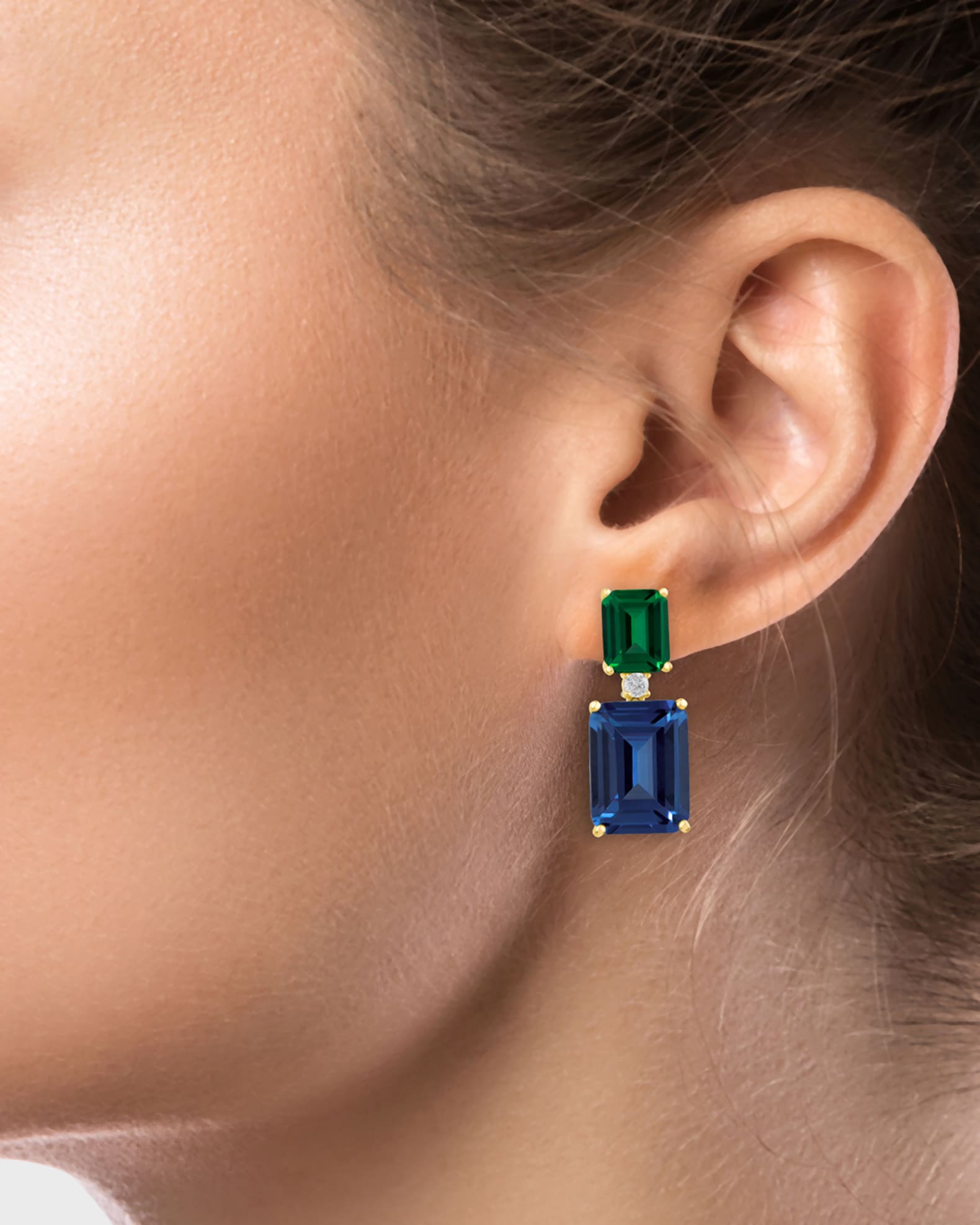 Emerald-Cut Cubic Zirconia Drop Earrings 1