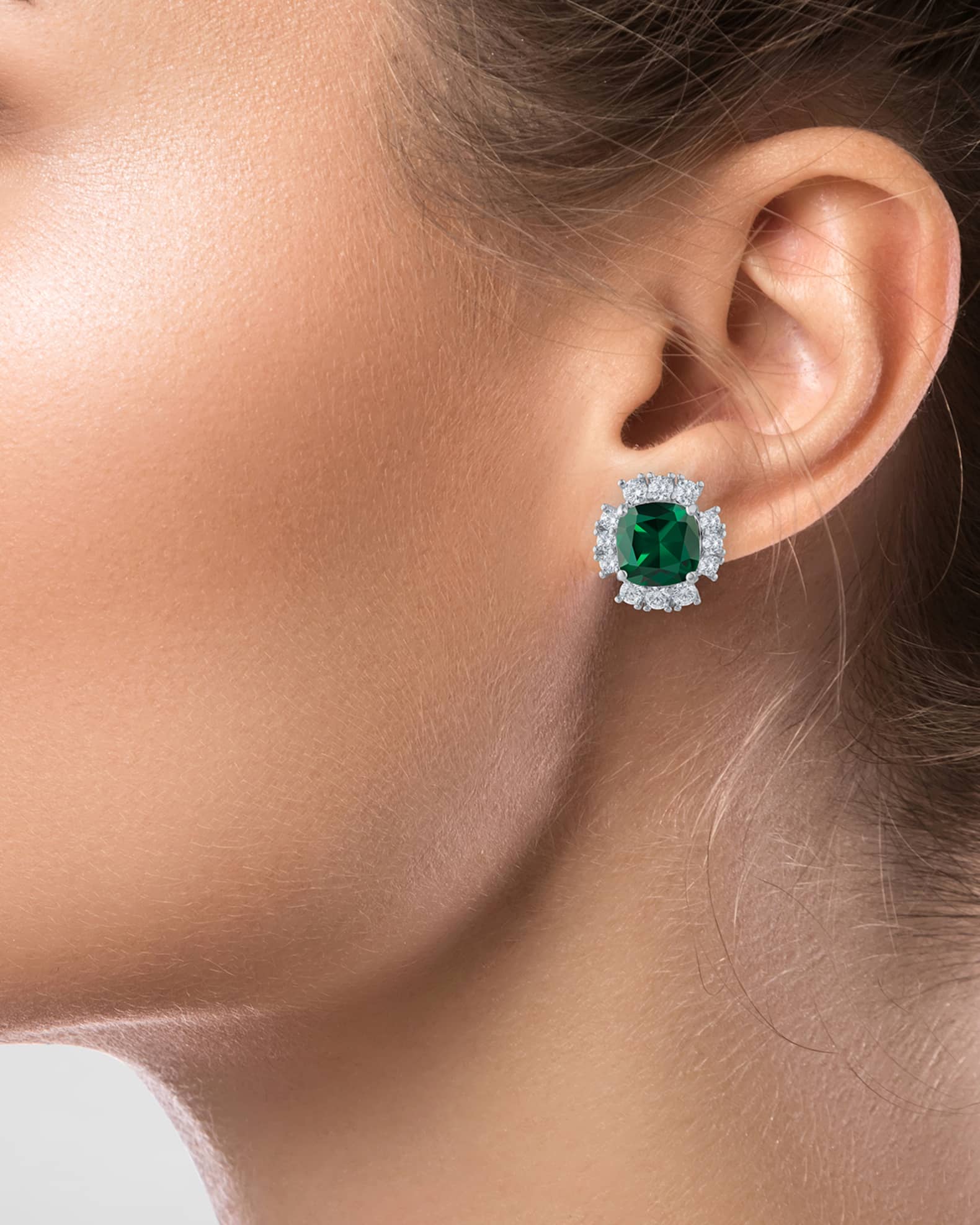 Round and Cushion Cubic Zirconia Royal Glam Post Earrings 1