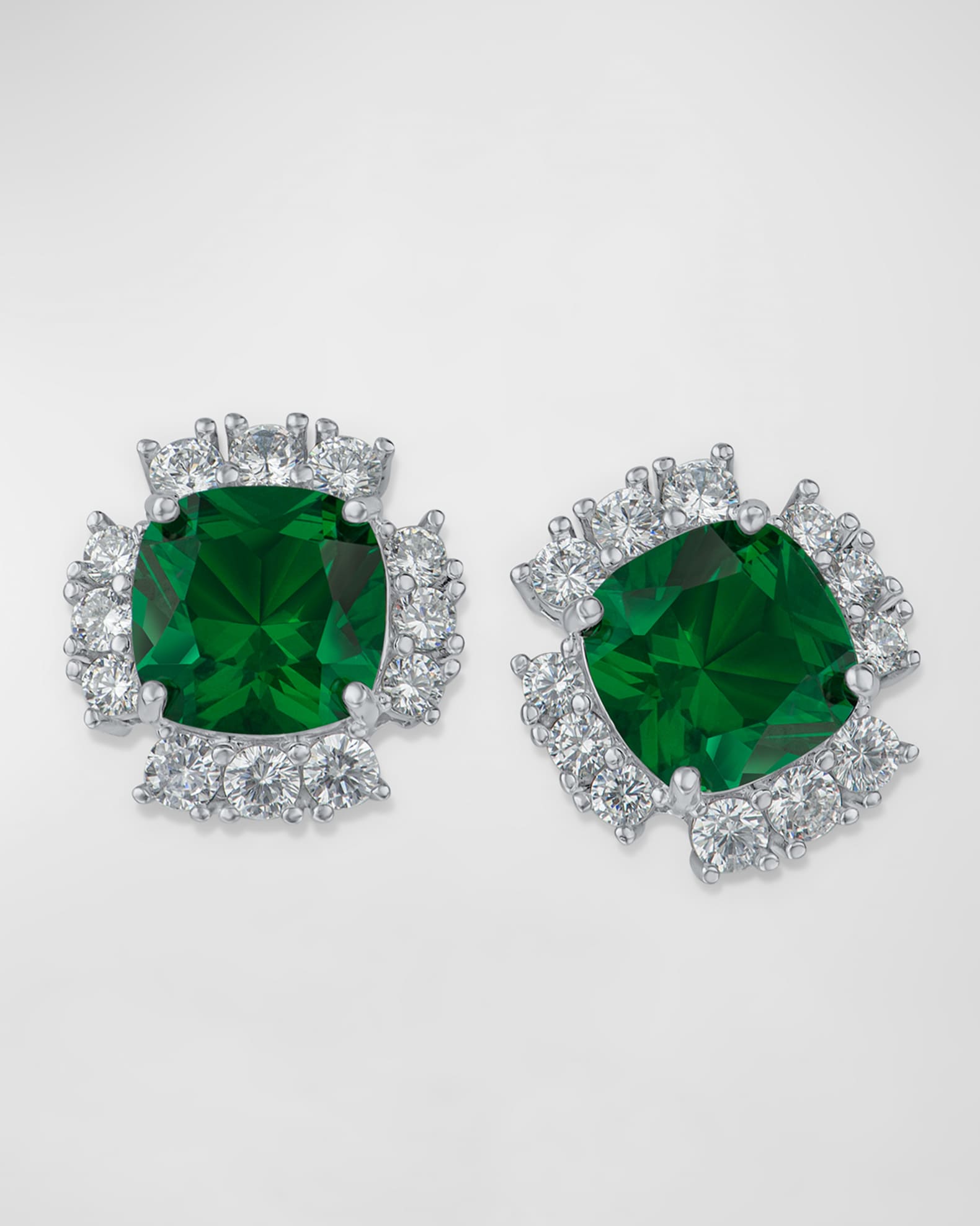 Round and Cushion Cubic Zirconia Royal Glam Post Earrings 0