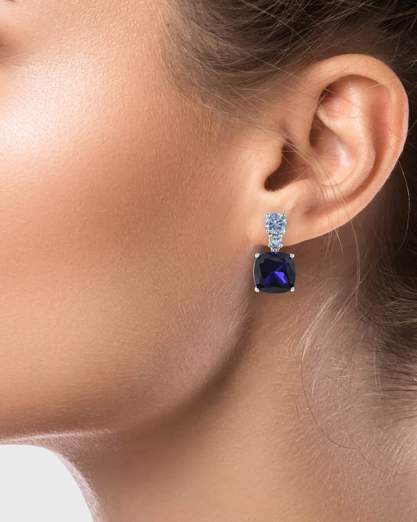 Cushion-Cut Cubic Zirconia Drop Post Earrings 1