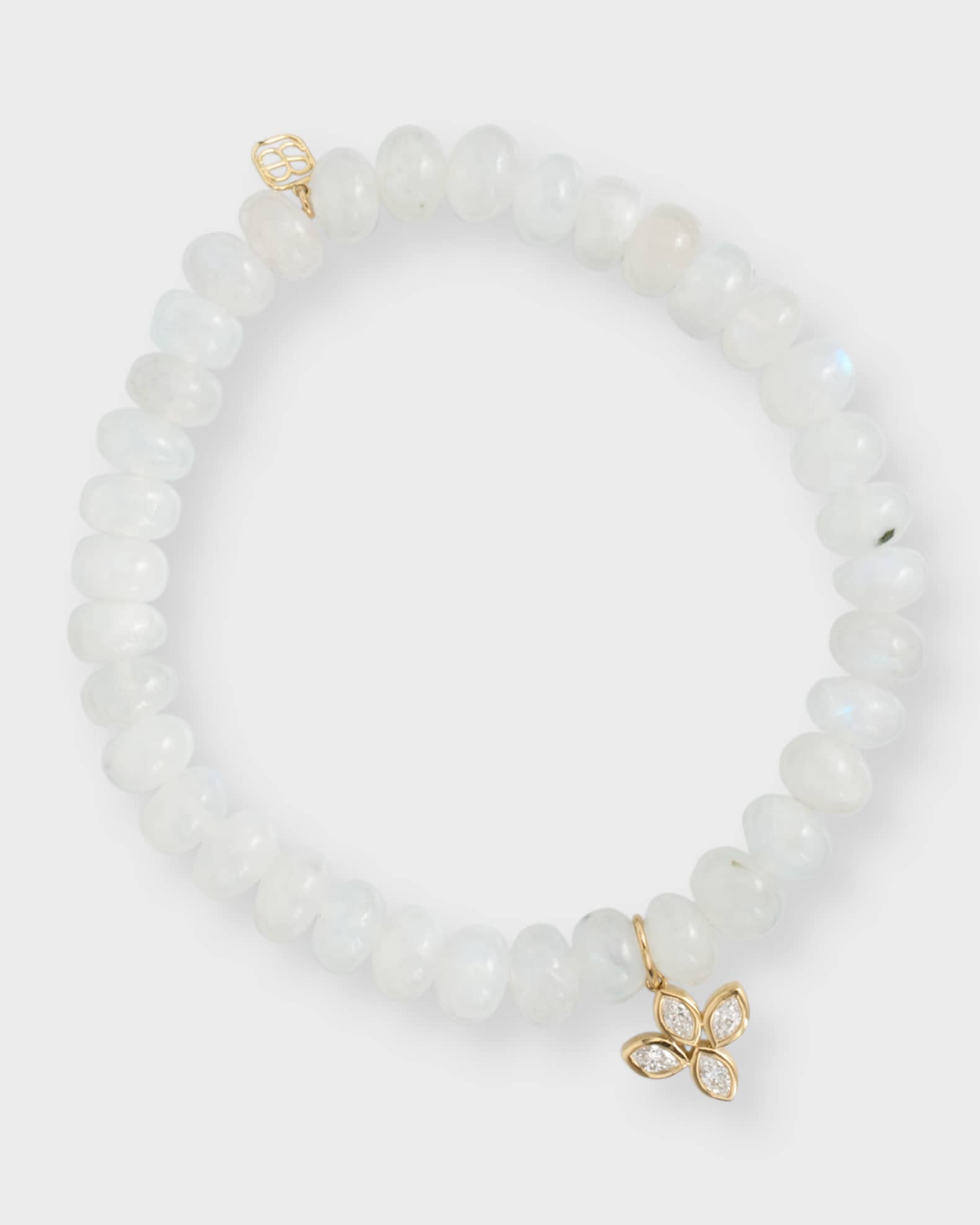 14K Yellow Gold Marquis Diamond Flower Charm Bracelet 0