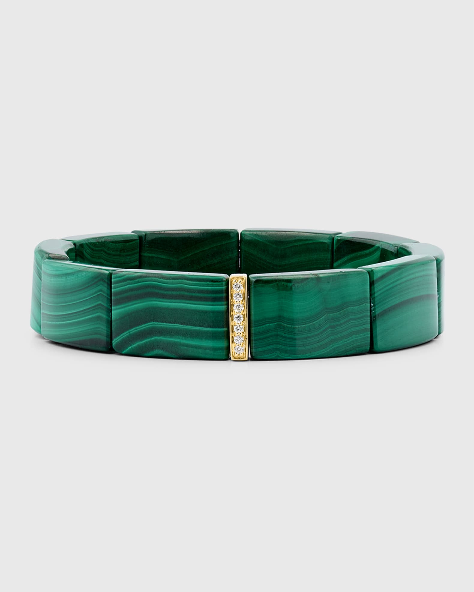 14K Gold & Diamond Single Row Spacer on Malachite Bracelet 0