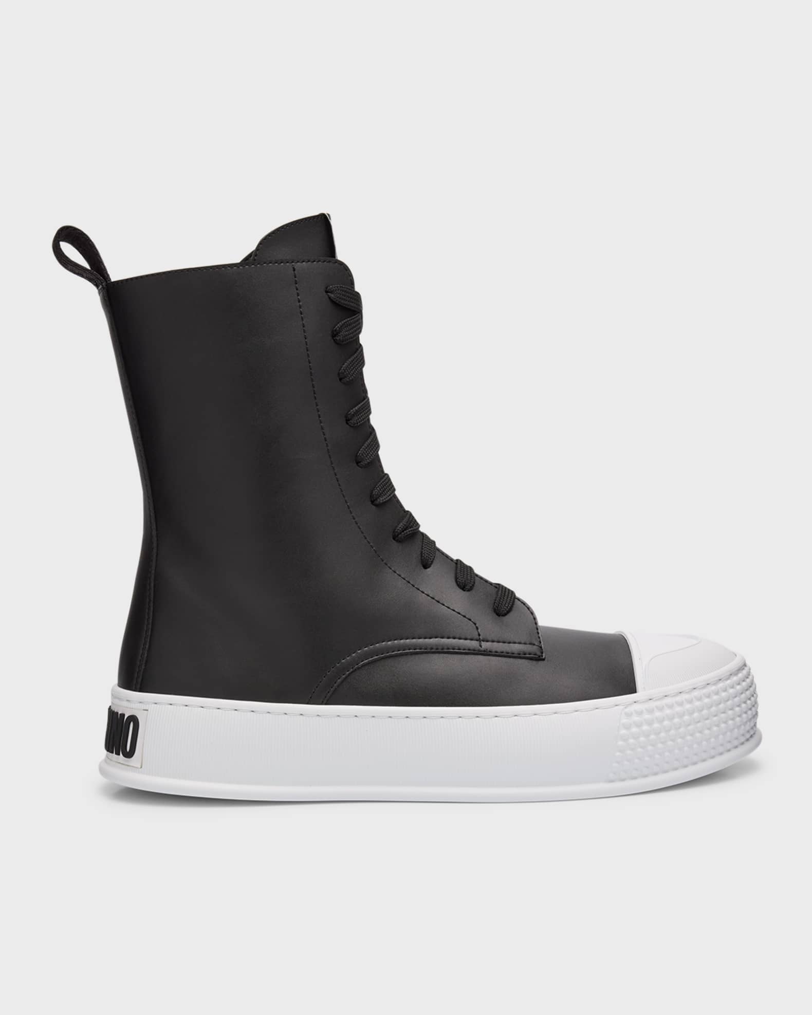 Moschino Men's Platform Leather High-Top Sneakers | Neiman Marcus