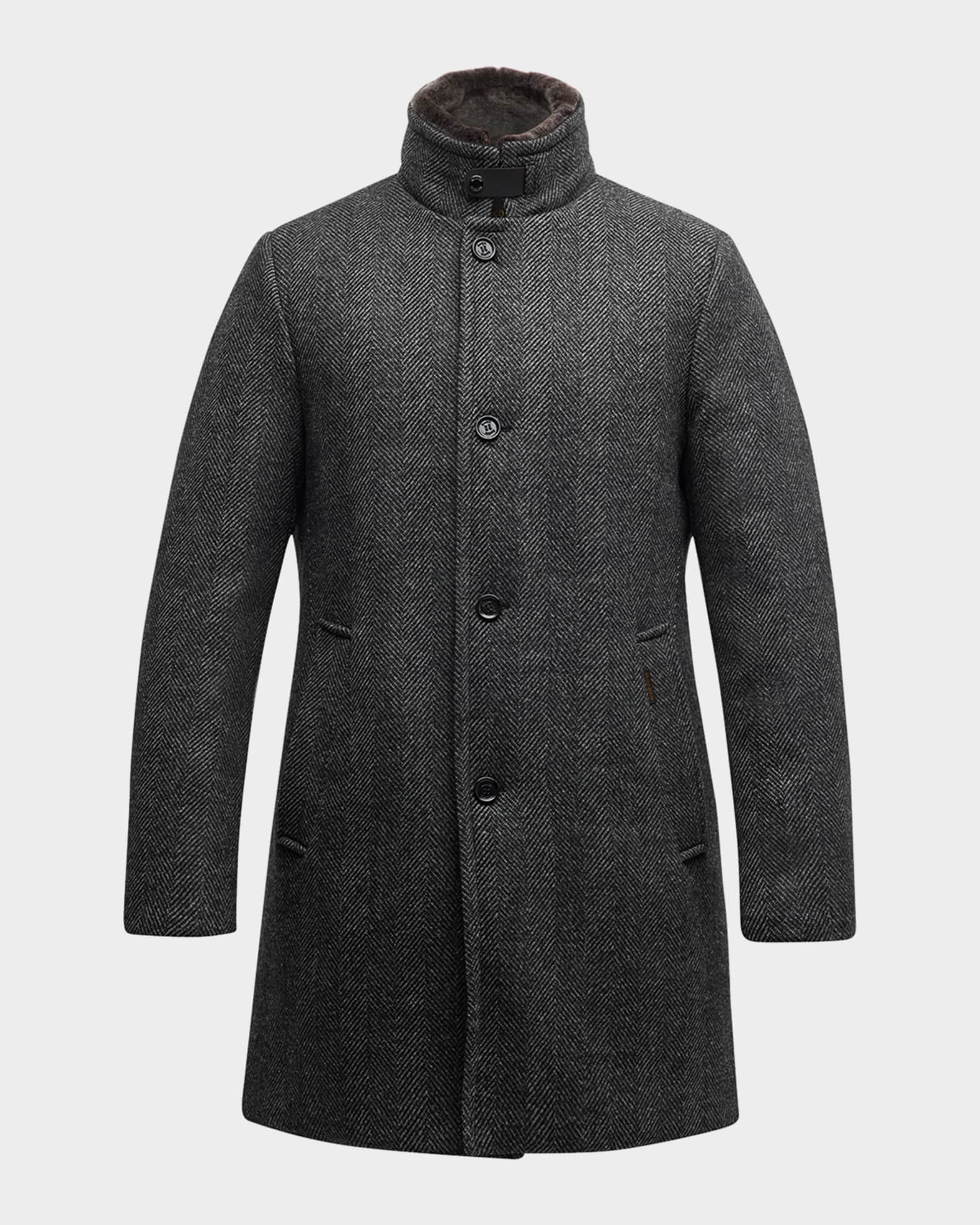 Men's herringbone wool topcoat clearance
