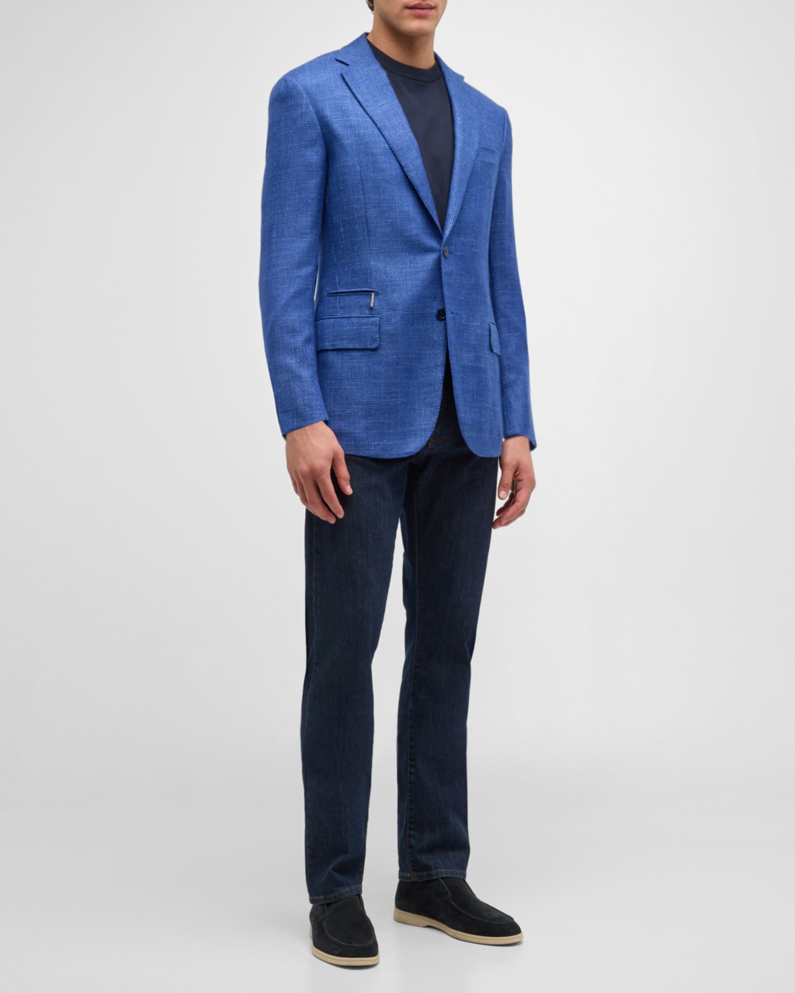 Men s Solid Two Button Blazer
