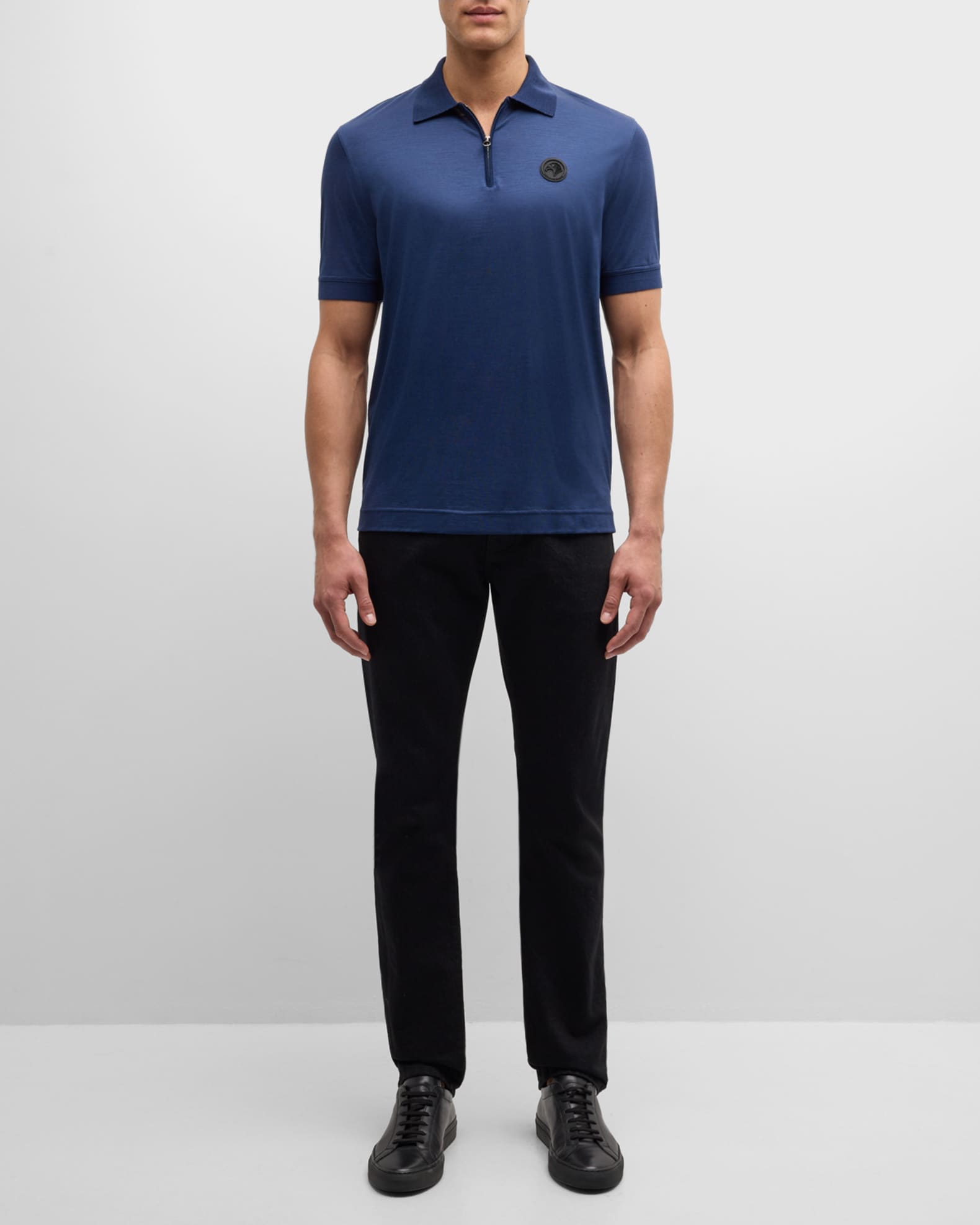 Men's Wool Knit Quarter-Zip Polo Shirt 1