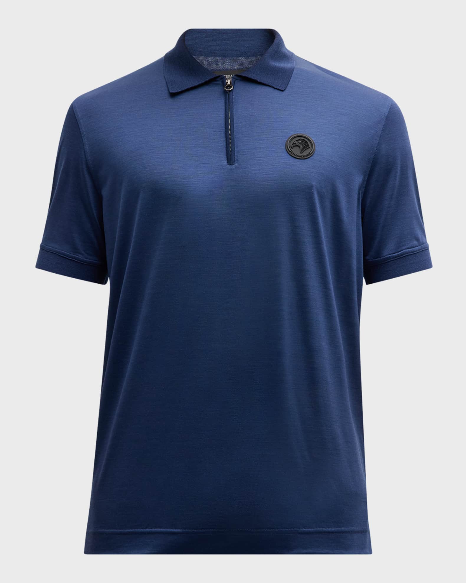 Men's Wool Knit Quarter-Zip Polo Shirt 0