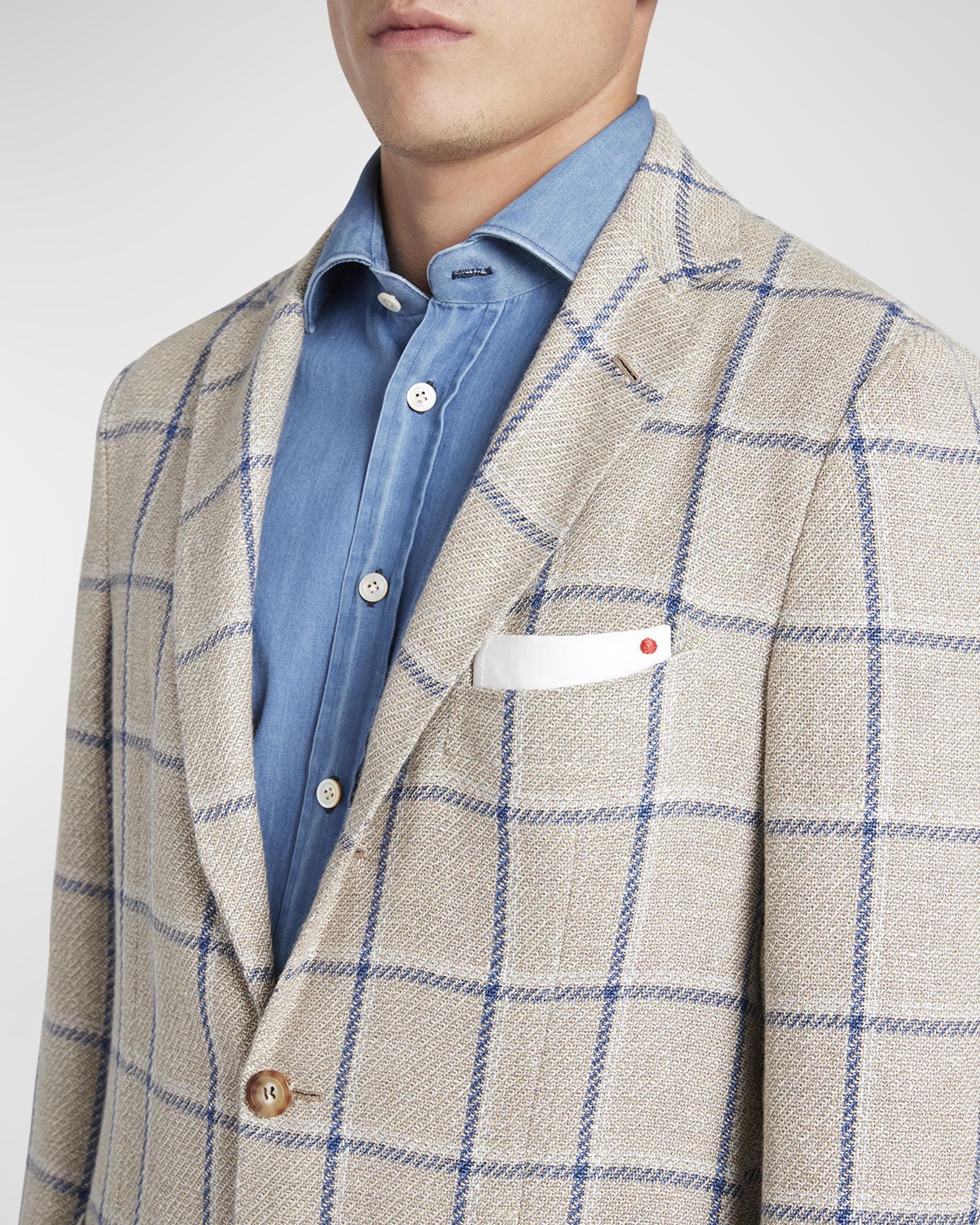 Kiton Men's Windowpane Cashmere-Linen Sport Coat | Neiman Marcus