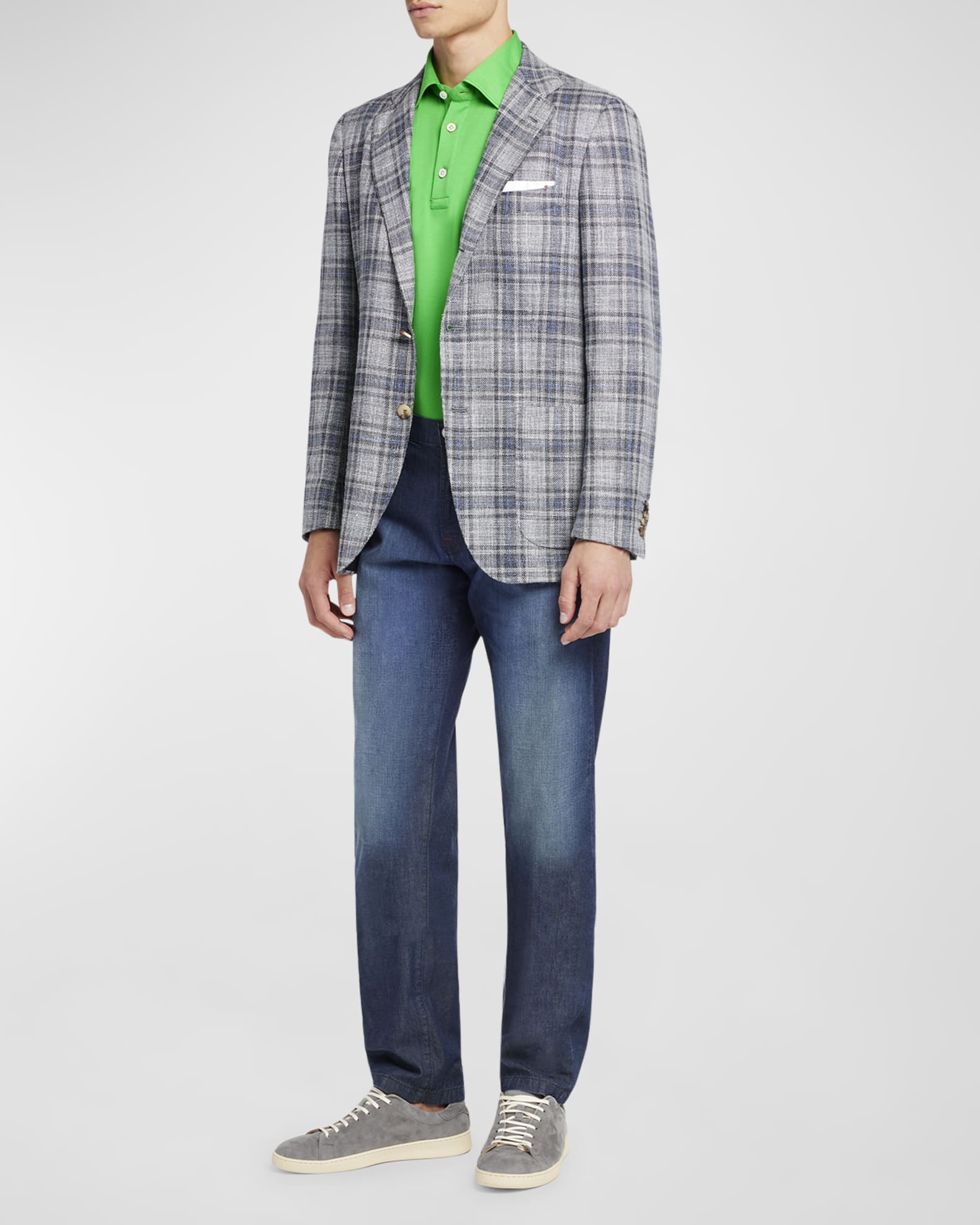 Men's Cashmere-Wool Plaid Sport Coat - Thumbnail 2