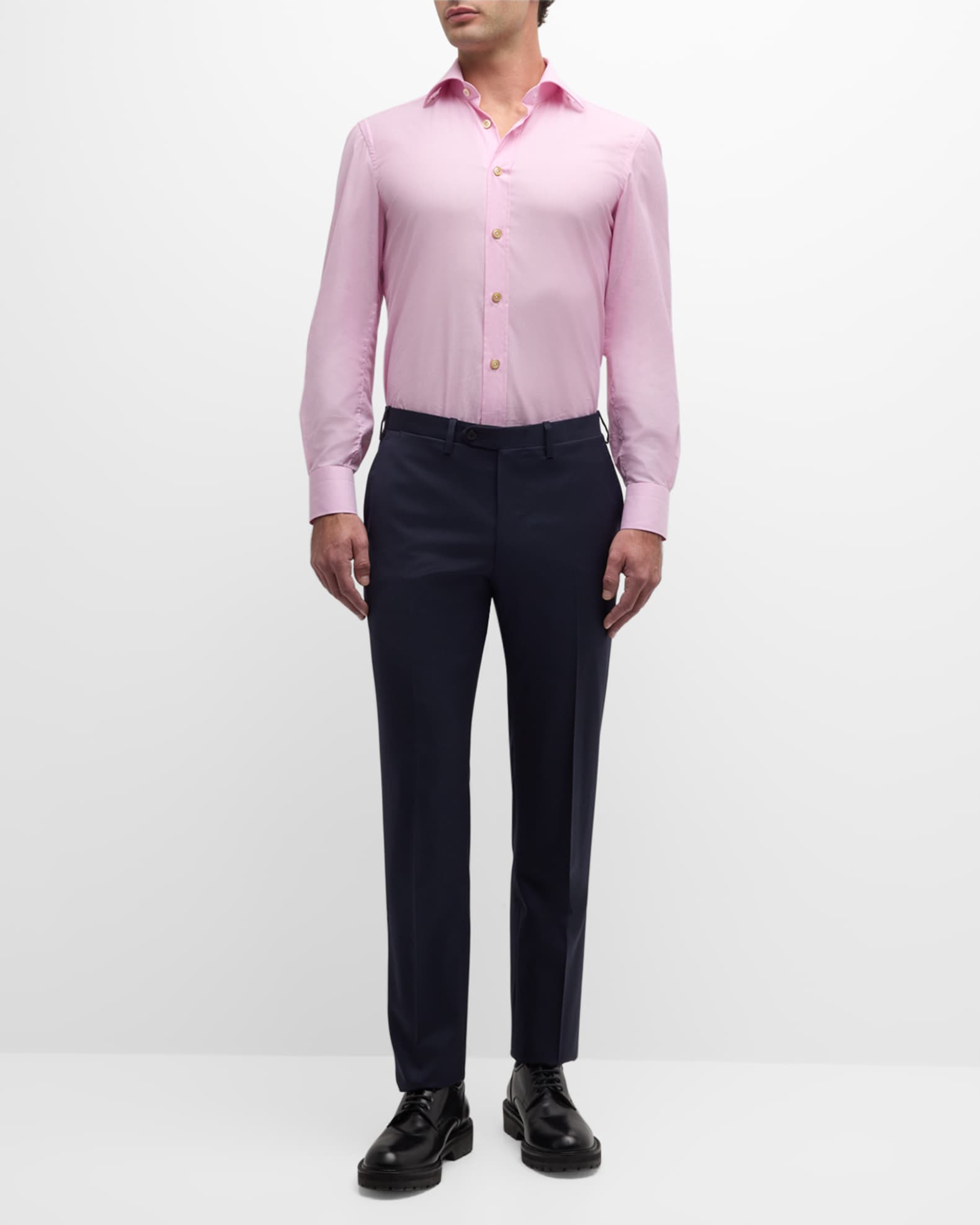 Men's Solid Twill Trousers - Thumbnail 2