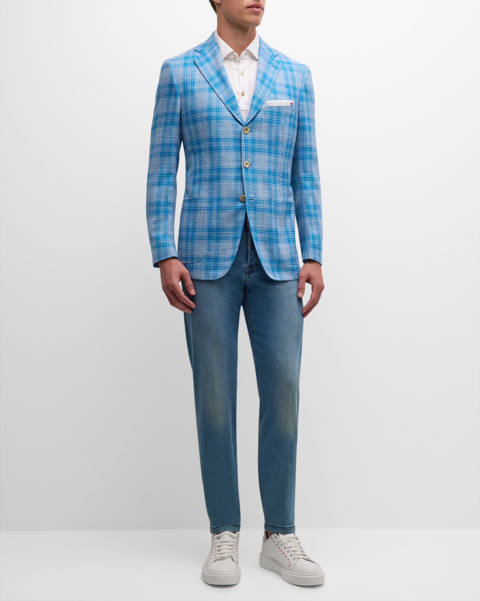 Men's Cashmere-Linen Plaid Sport Coat 1