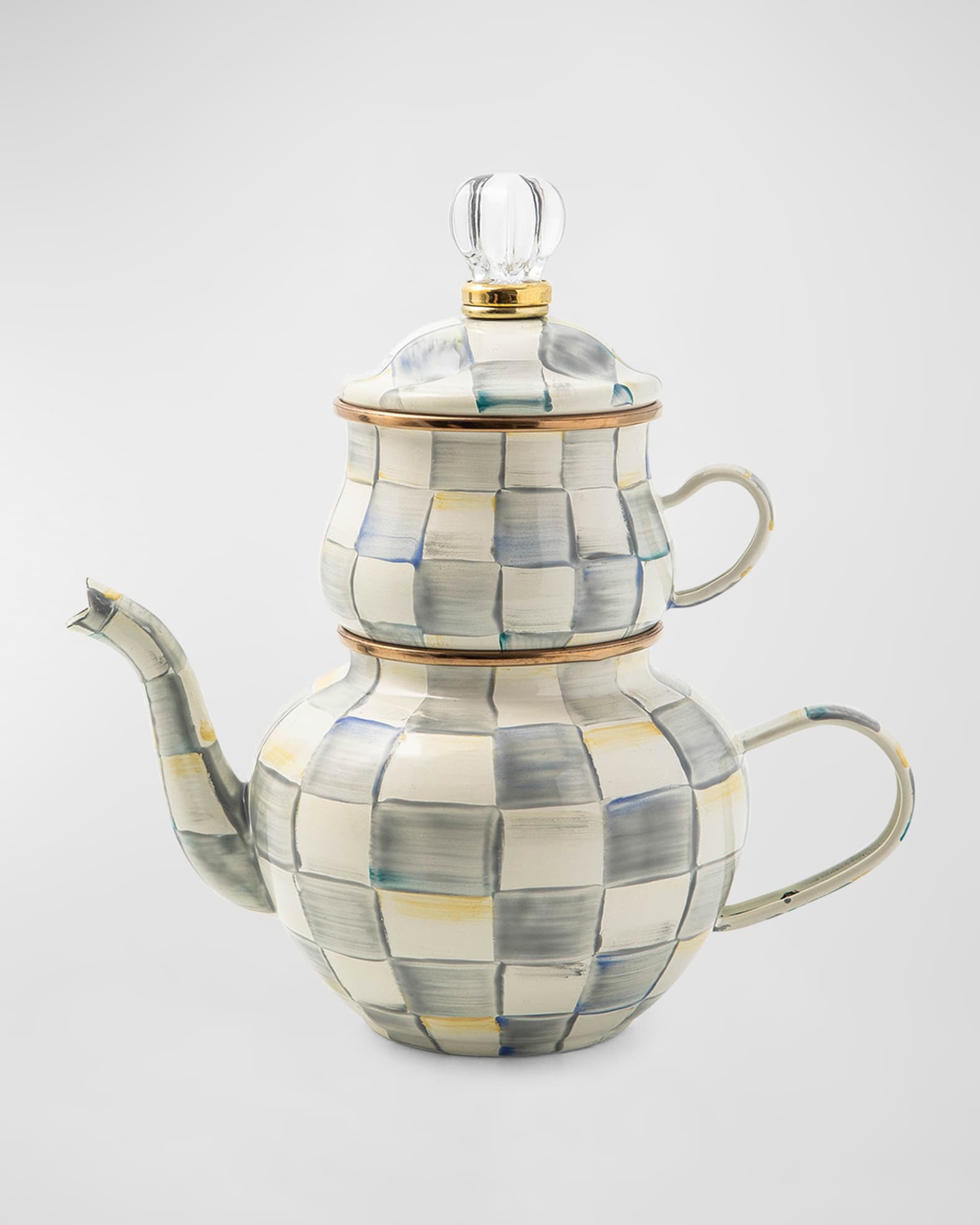 MacKenzie-Childs Sterling Check Enamel High Tea