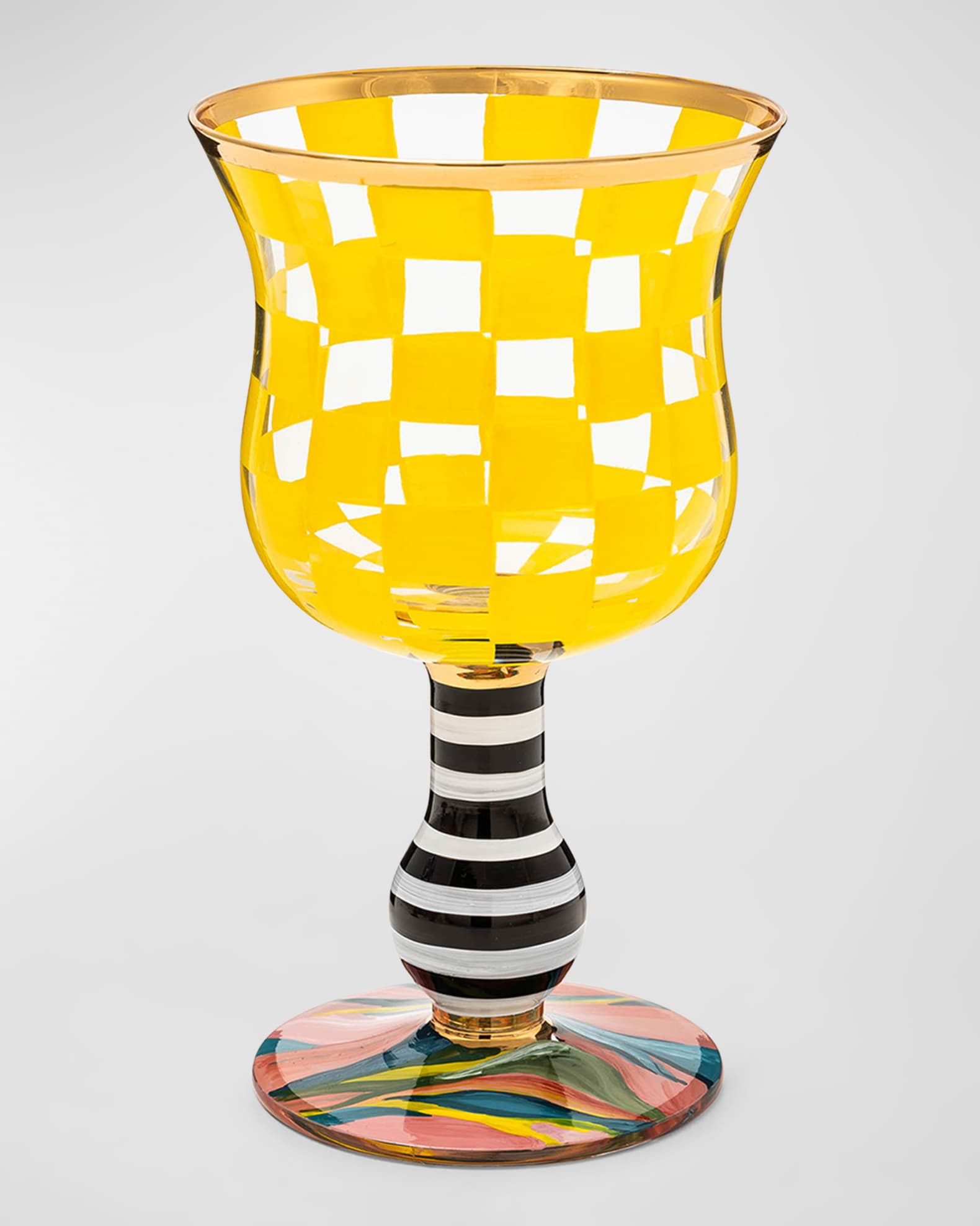 MacKenzie-Childs Carnival Wine Glass Yellow