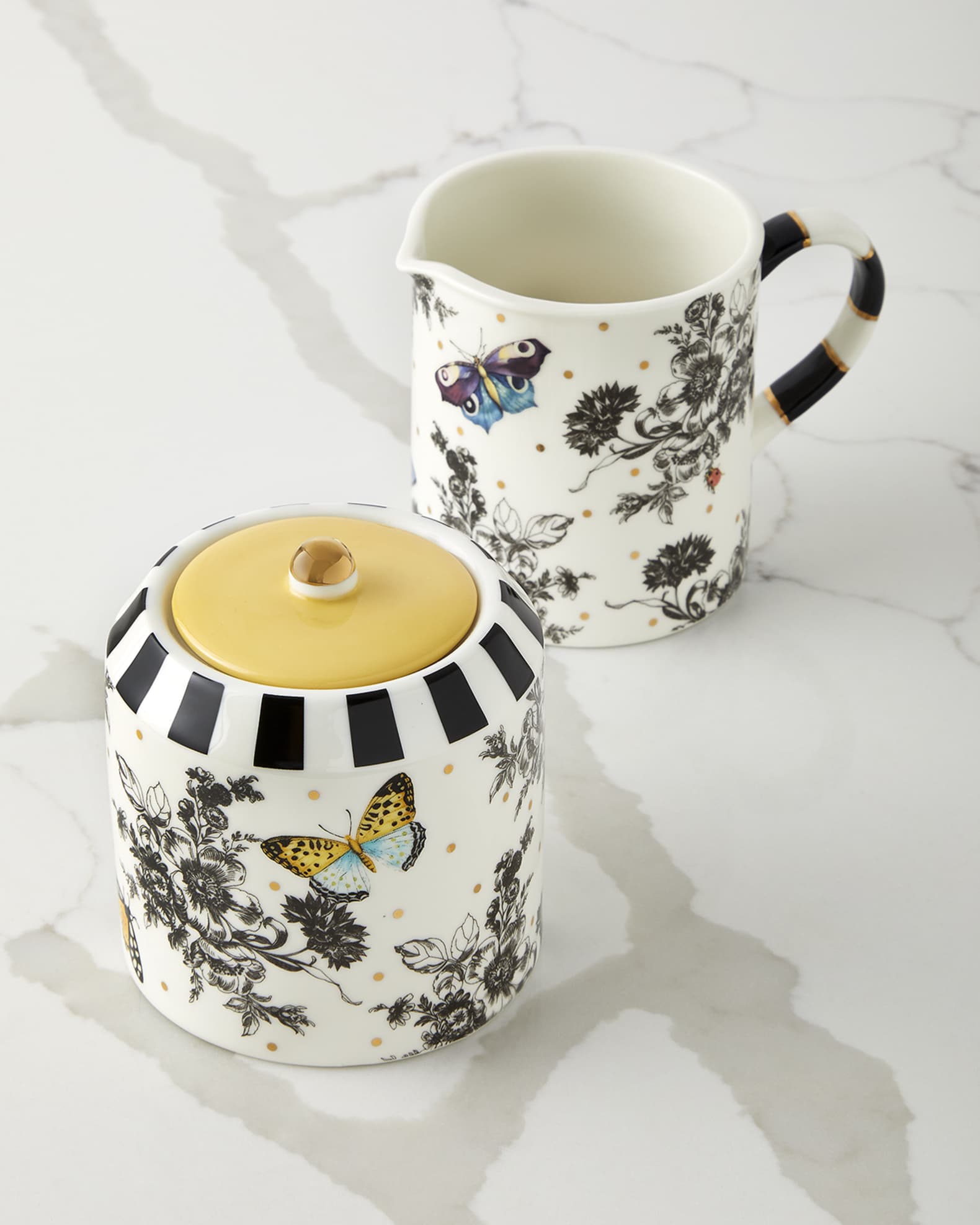 Butterfly Toile Creamer and Sugar Set 0