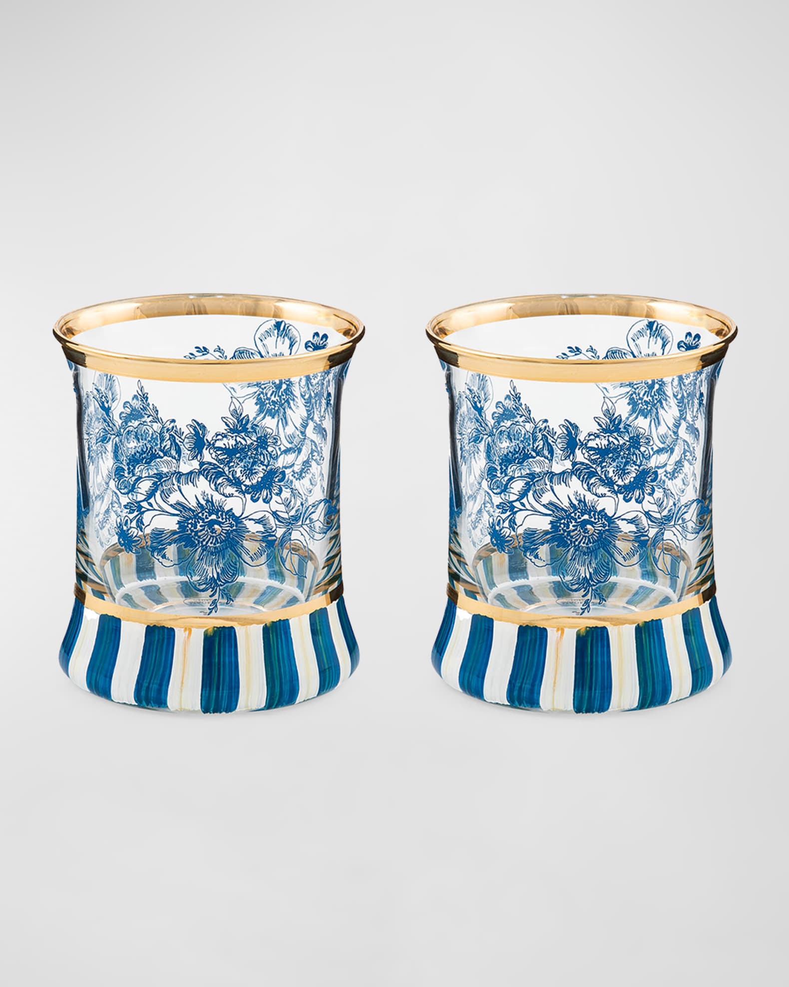 MacKenzie-Childs English Garden Glass Tumbler Royal